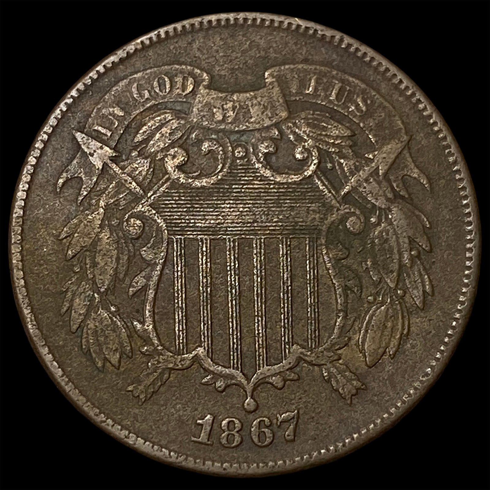 1867 Copper 2-Cent Piece NEARLY UNCIRCULATED: 1867 Copper 2-Cent Piece NEARLY UNCIRCULATED