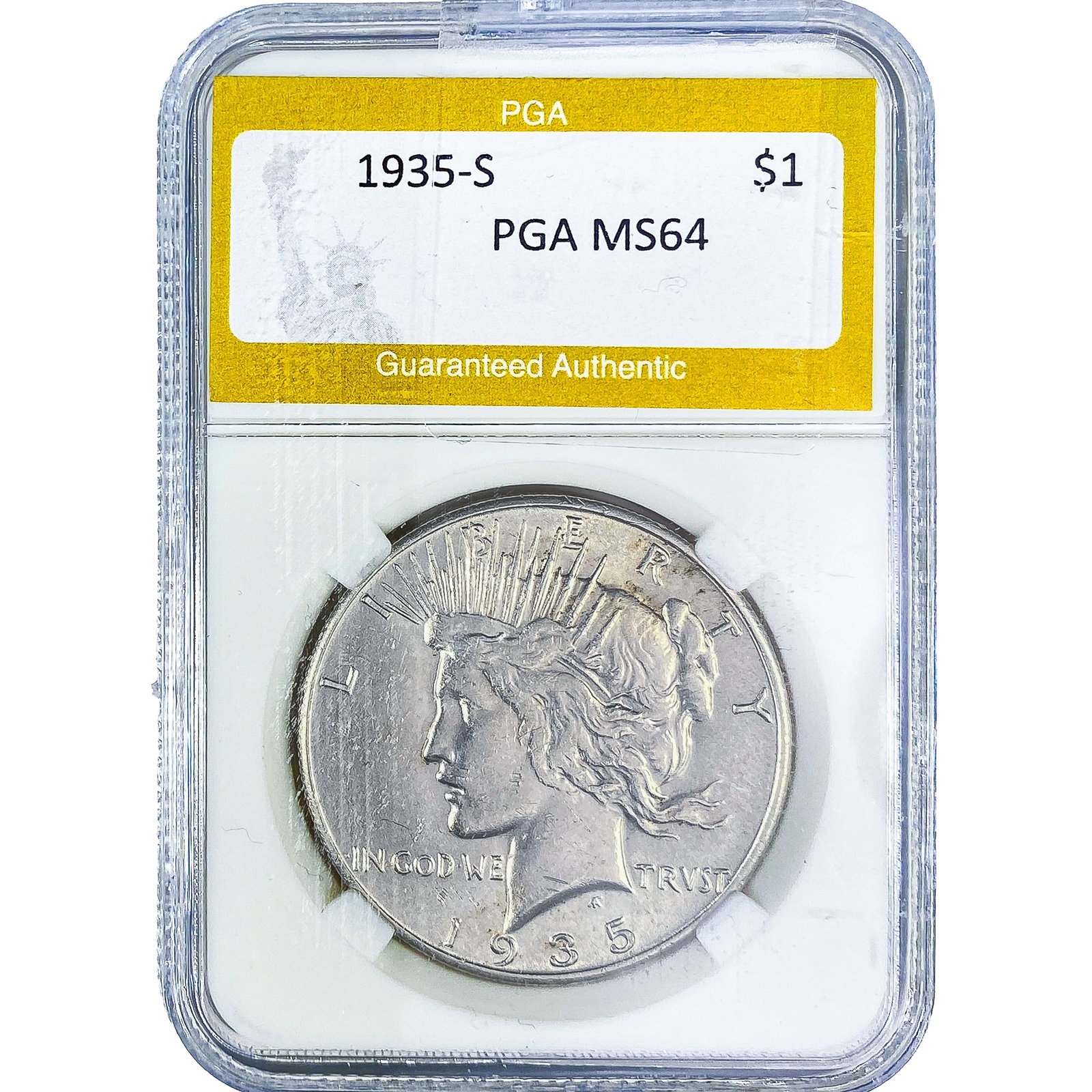 1935-S Silver Peace Dollar PGA MS64: 1935-S Silver Peace Dollar PGA MS64