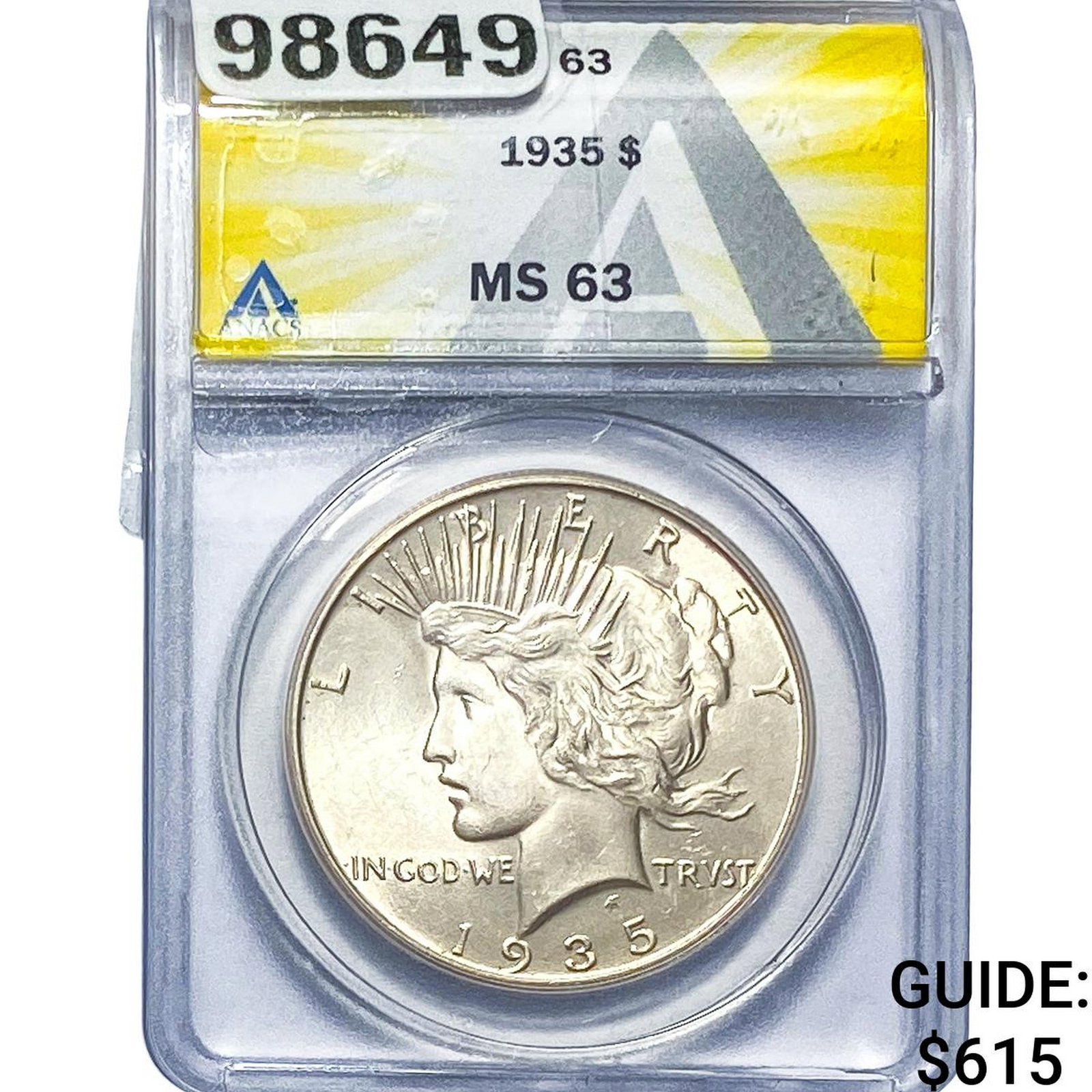 1935 Silver Peace Dollar ANACS MS63: 1935 Silver Peace Dollar ANACS MS63