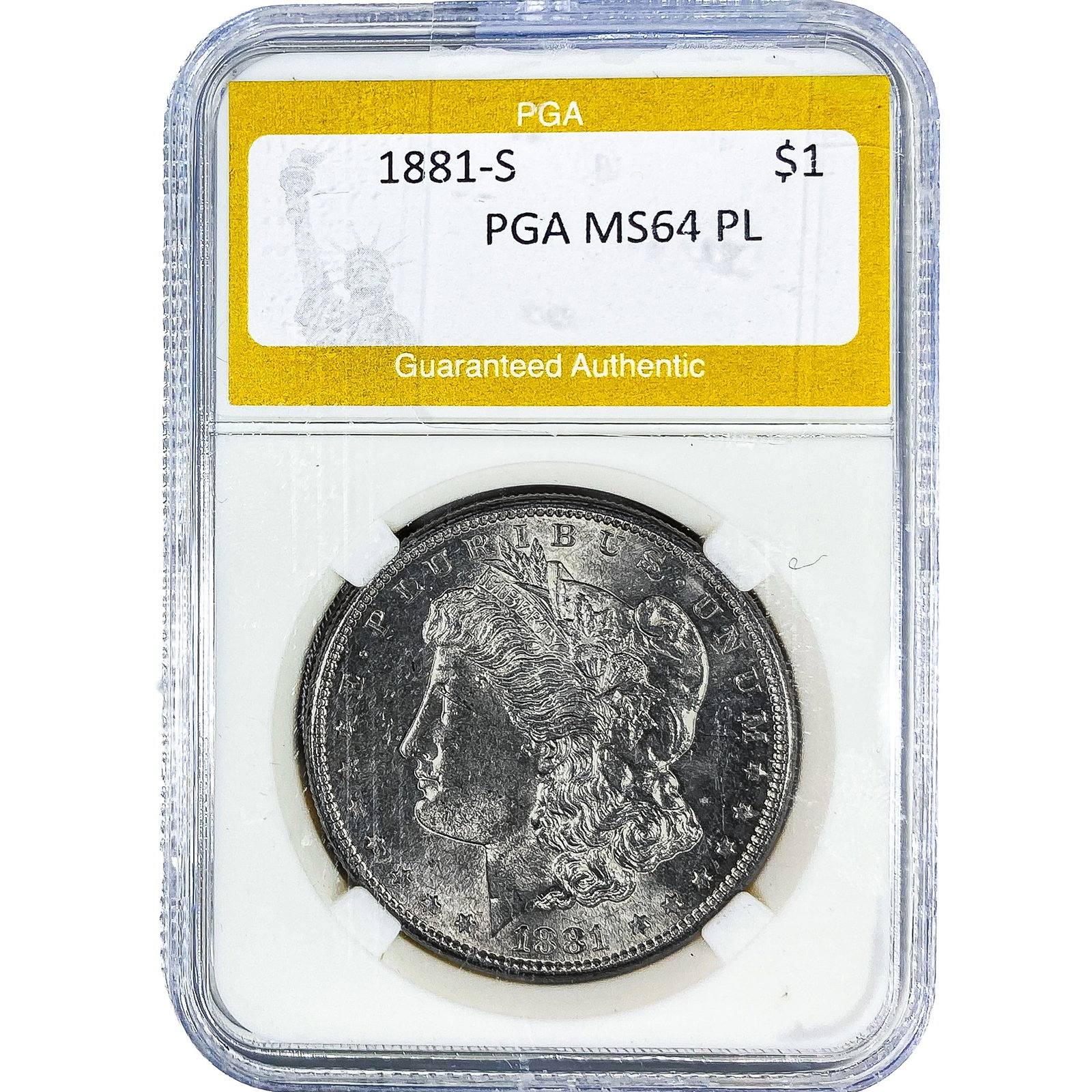 1881-S Morgan Silver Dollar PGA MS64PL: 1881-S Morgan Silver Dollar PGA MS64PL