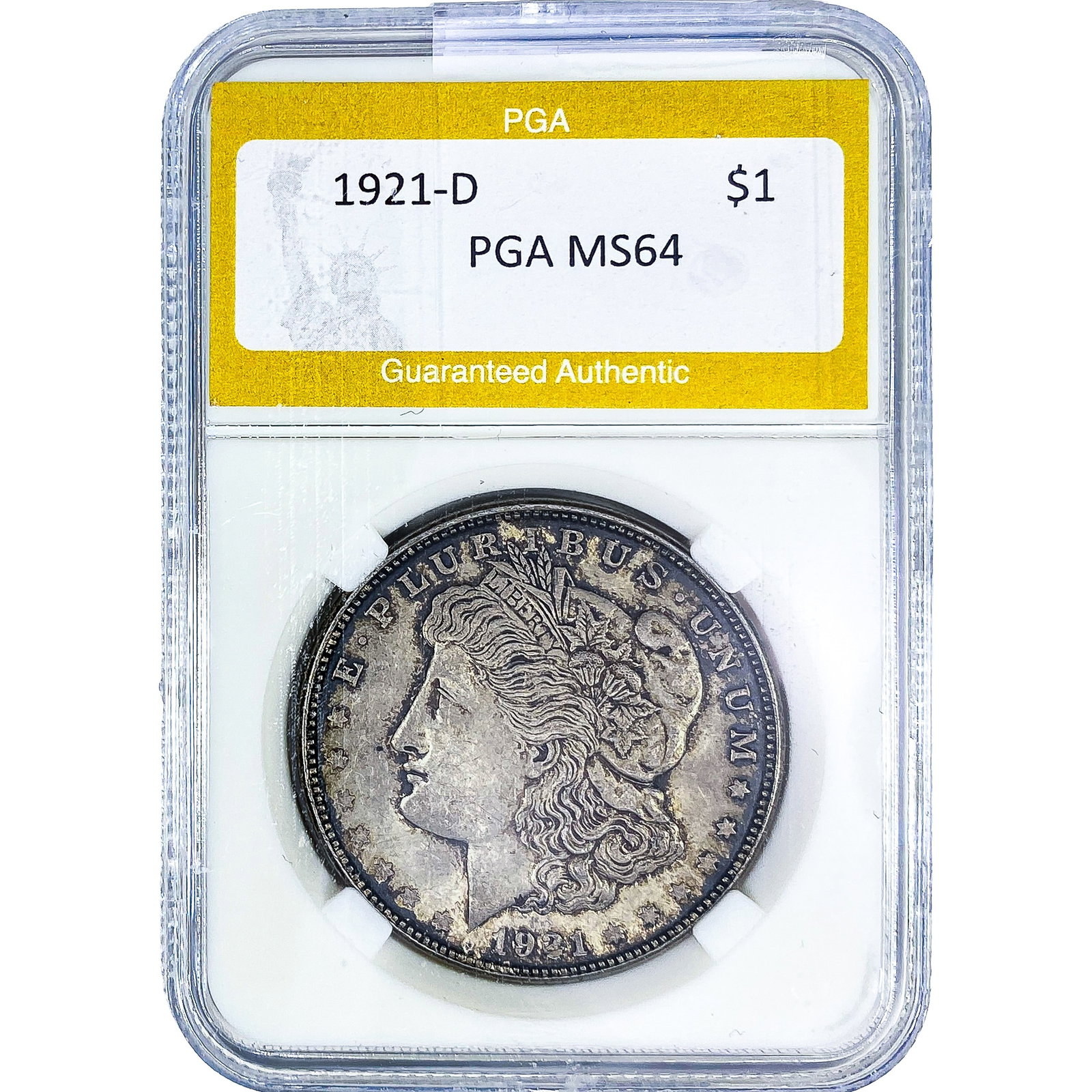1921-D Morgan Silver Dollar PGA MS64: 1921-D Morgan Silver Dollar PGA MS64