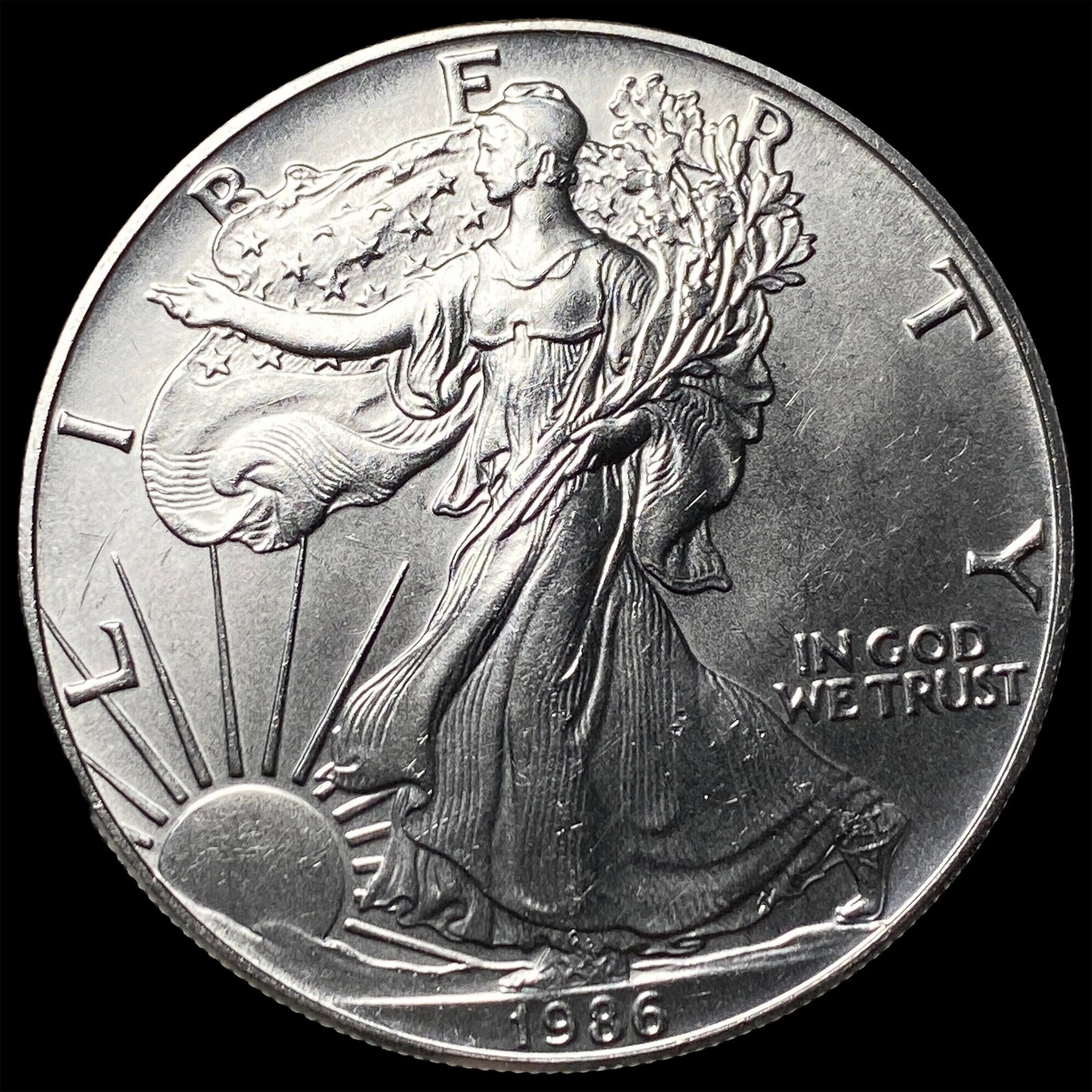 1986 1 oz Silver American Eagle $1 CHOICE BU (1 of 2)