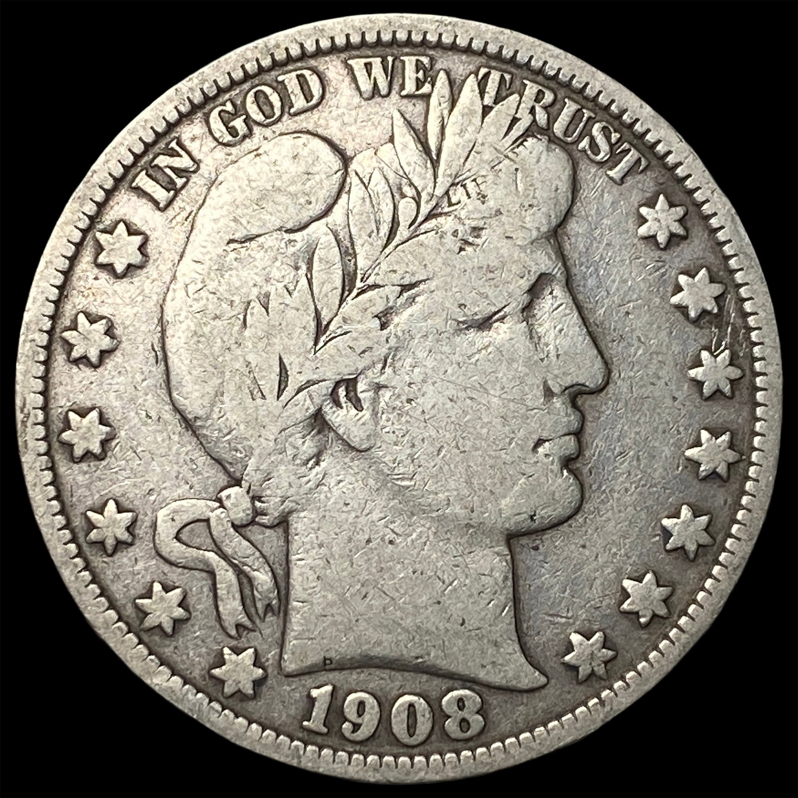 1908-S Silver Barber Half Dollar NEARLY UNCIRCULATED: 1908-S Silver Barber Half Dollar NEARLY UNCIRCULATED