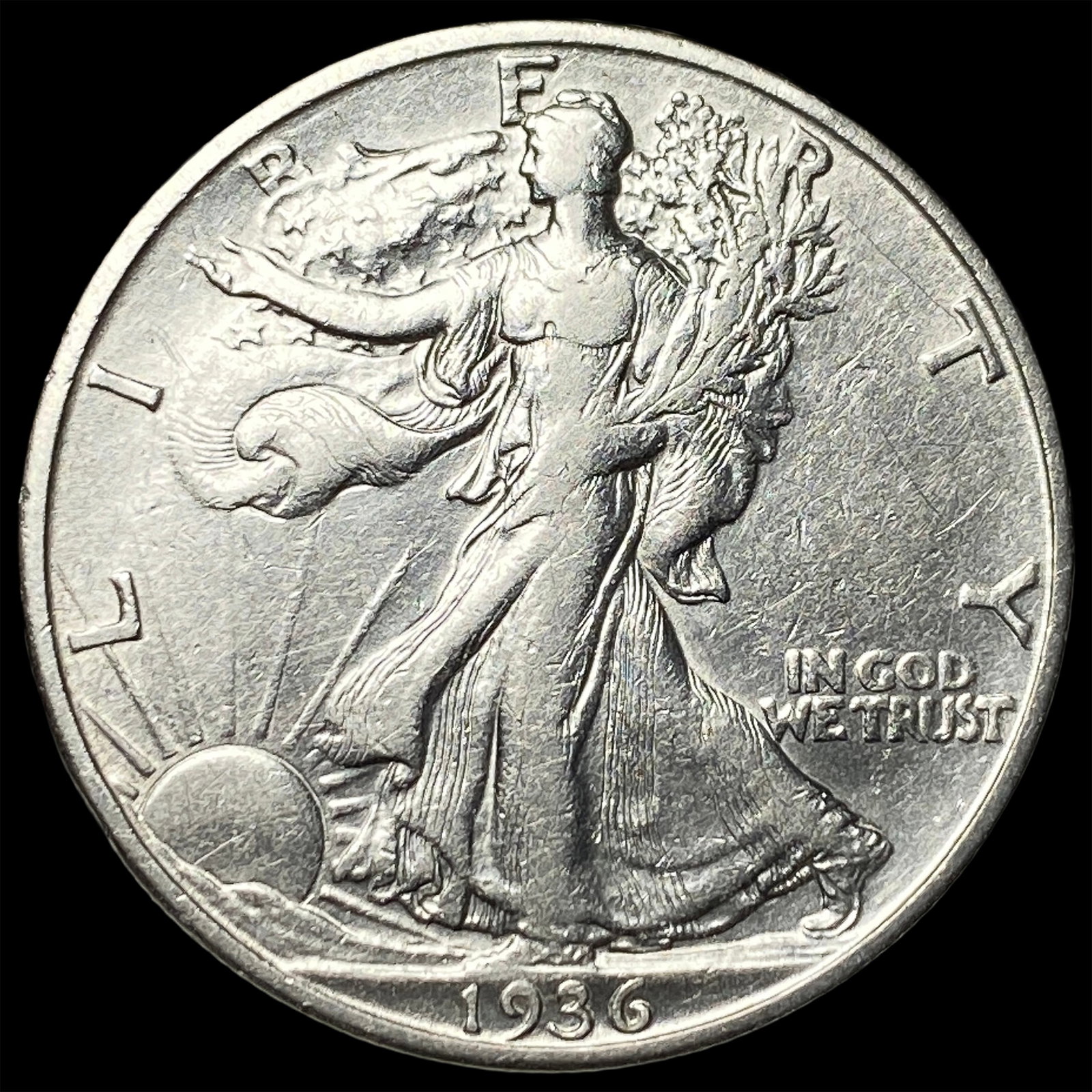 1936-D Silver Walking Liberty Half Dollar CLOSELY UNCIRCULATED: 1936-D Silver Walking Liberty Half Dollar CLOSELY UNCIRCULATED