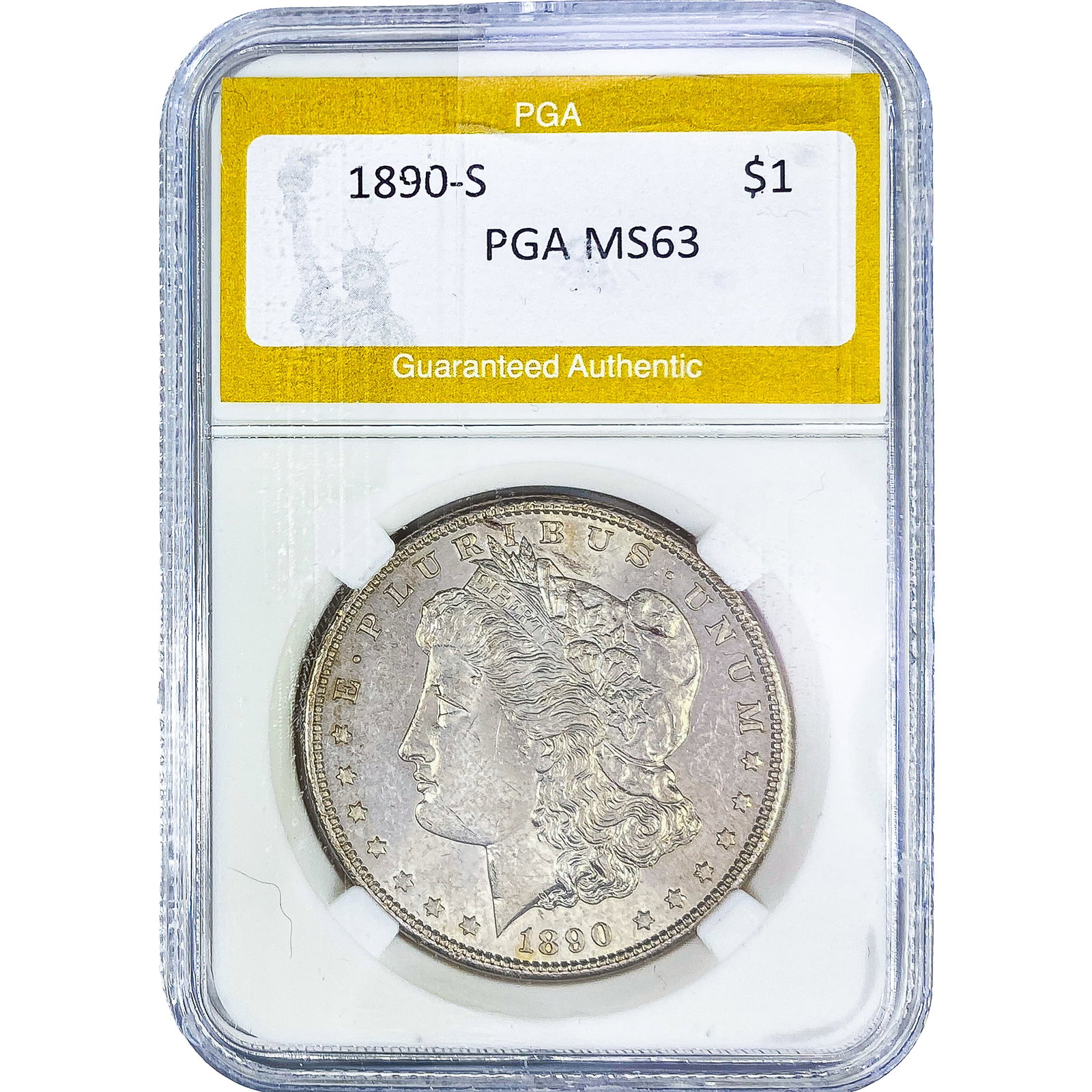 1890-S Morgan Silver Dollar PGA MS63: 1890-S Morgan Silver Dollar PGA MS63