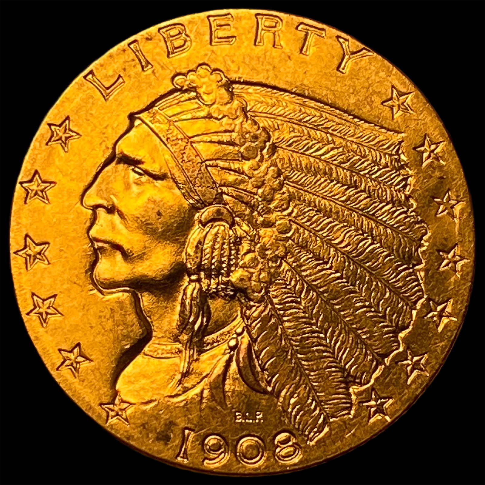 1908 Indian Head $2.5 Gold Quarter Eagle UNCIRCULATED: 1908 Indian Head $2.5 Gold Quarter Eagle UNCIRCULATED