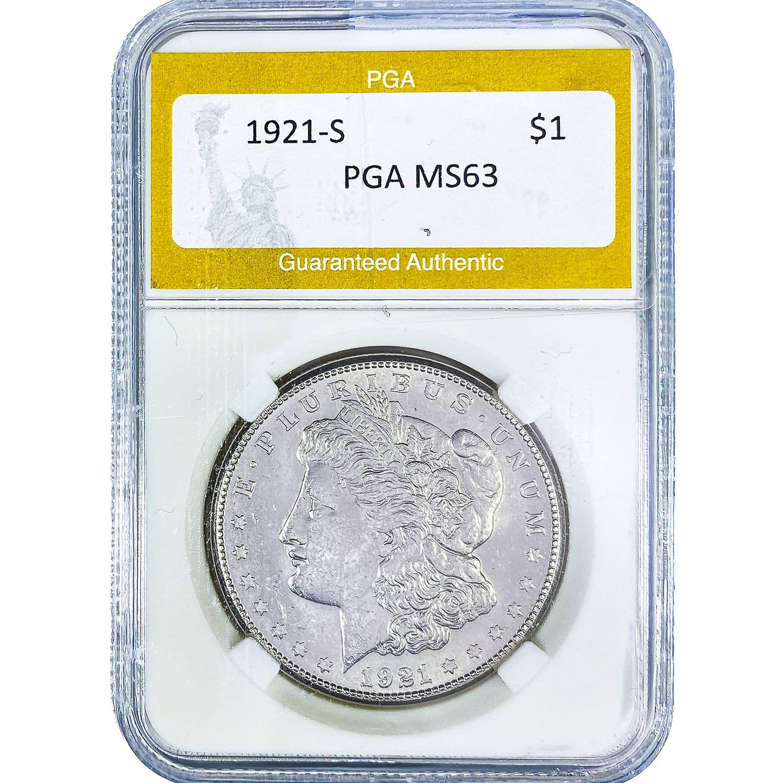 1921-S Morgan Silver Dollar PGA MS63: 1921-S Morgan Silver Dollar PGA MS63