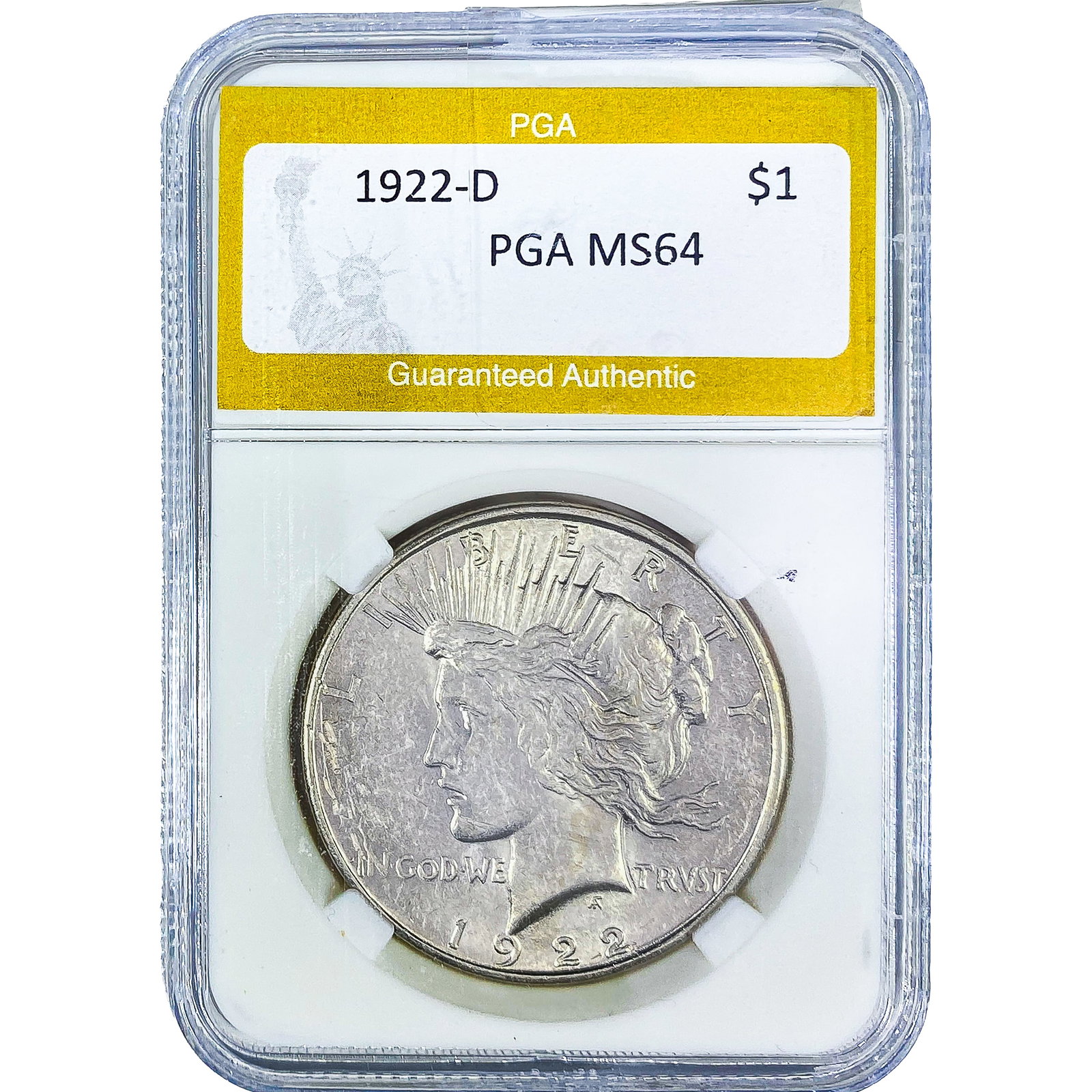 1922-D Silver Peace Dollar PGA MS64: 1922-D Silver Peace Dollar PGA MS64
