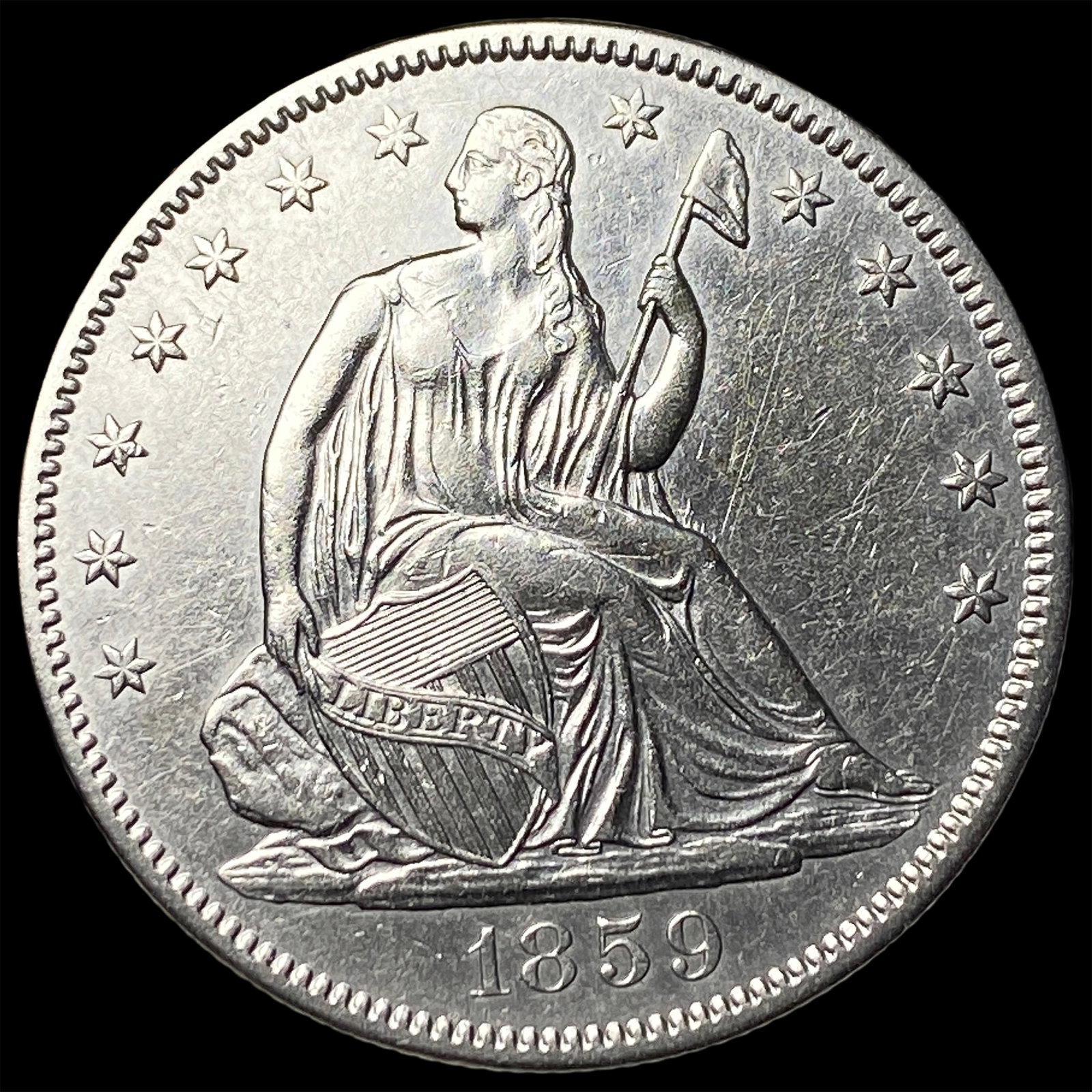 1859 Seated Liberty Half Dollar UNCIRCULATED: 1859 Seated Liberty Half Dollar UNCIRCULATED