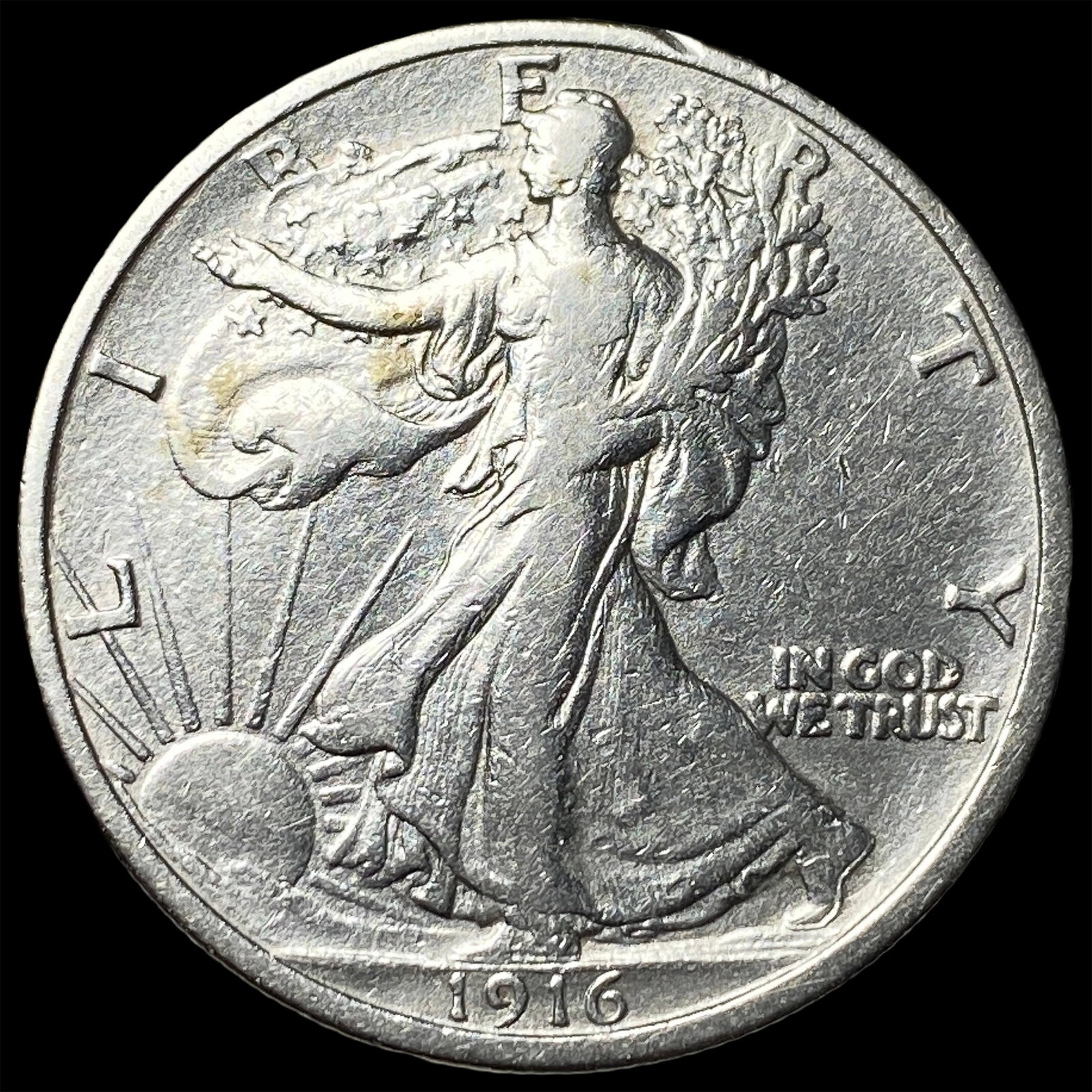1916 Walking Liberty Half Dollar CLOSELY UNCIRCULATED: 1916 Walking Liberty Half Dollar CLOSELY UNCIRCULATED