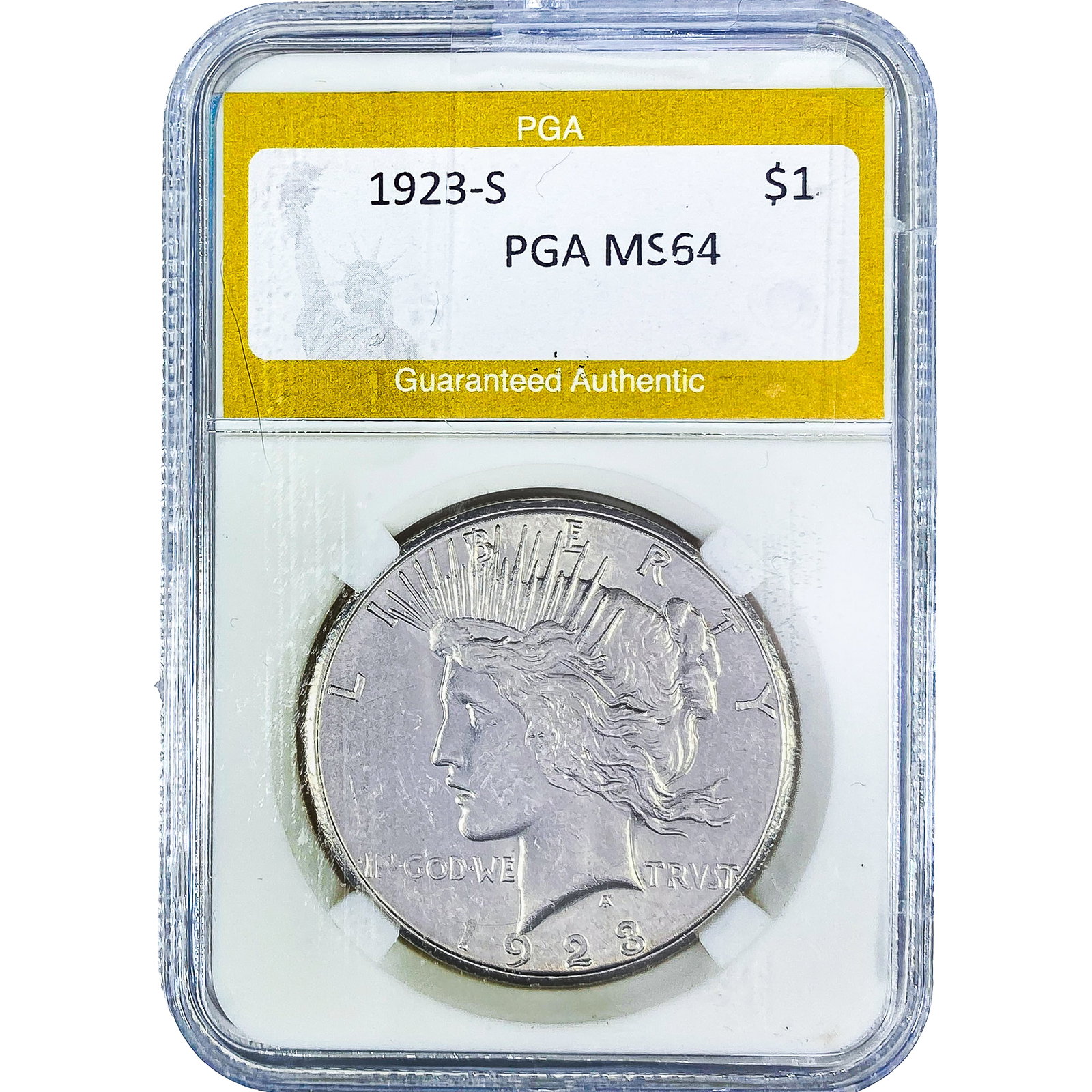 1923-S Silver Peace Dollar PGA MS64: 1923-S Silver Peace Dollar PGA MS64