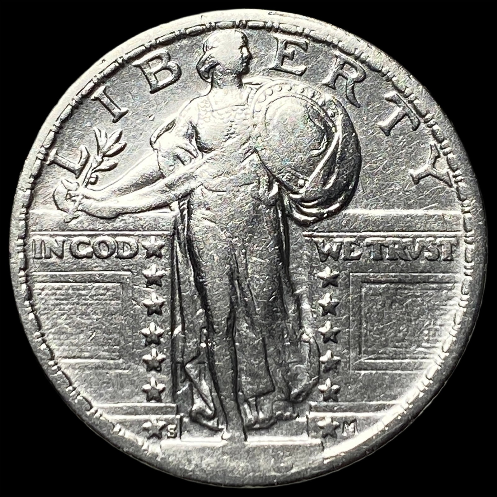 1927-S Silver Standing Liberty Quarter CHOICE AU: 1927-S Silver Standing Liberty Quarter CHOICE AU