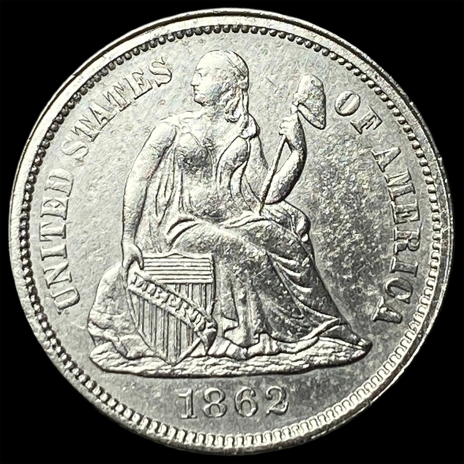 1862 Silver Seated Liberty Dime UNCIRCULATED: 1862 Silver Seated Liberty Dime UNCIRCULATED
