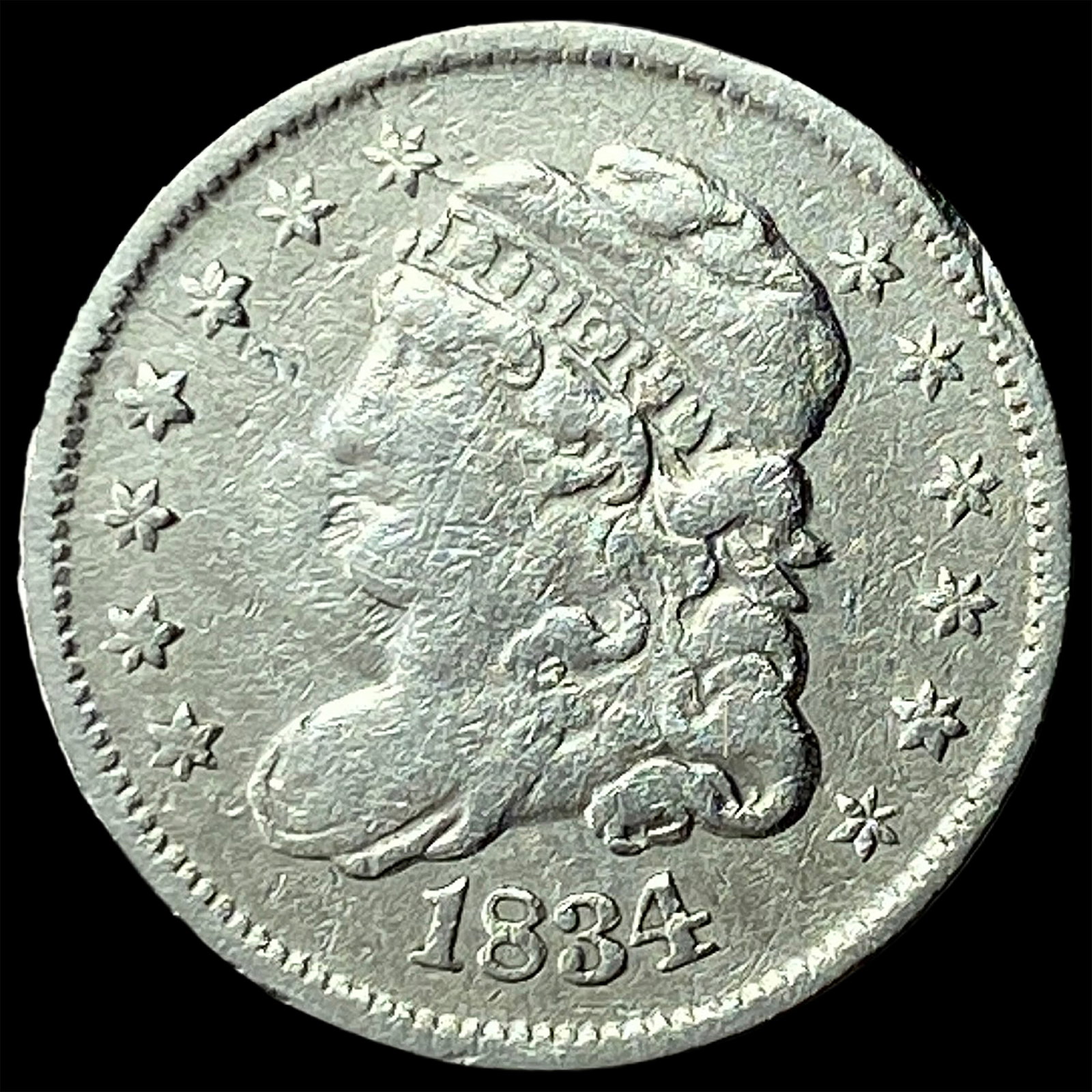 1834 Capped Bust Half Dime NEARLY UNCIRCULATED: 1834 Capped Bust Half Dime NEARLY UNCIRCULATED