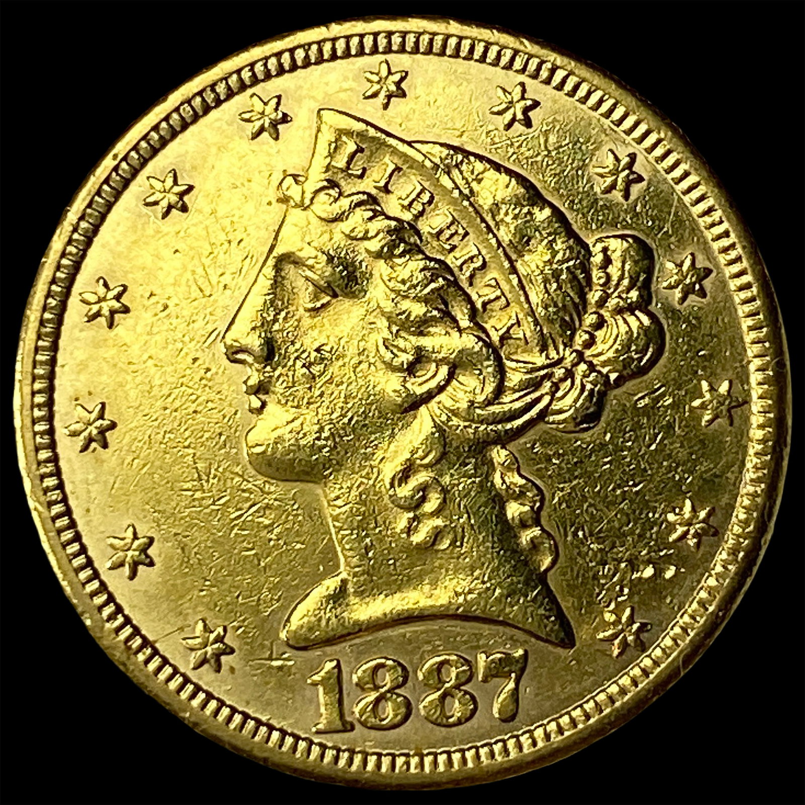 1887-S Gold $5 Half Eagle UNCIRCULATED: 1887-S Gold $5 Half Eagle UNCIRCULATED