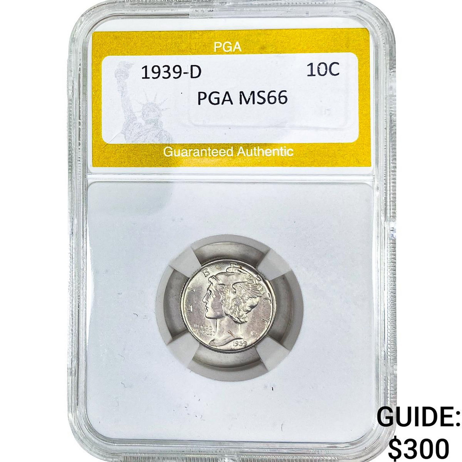 1939-D Mercury Silver Dime PGA MS66: 1939-D Mercury Silver Dime PGA MS66