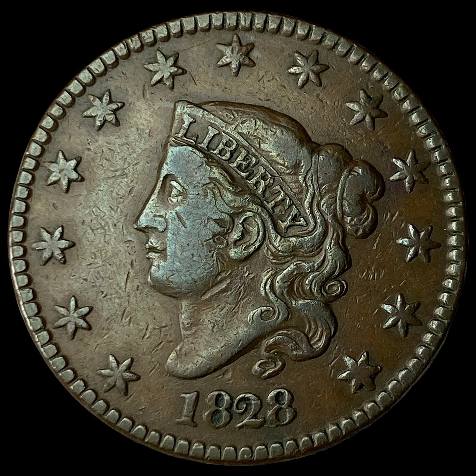 1828 Coronet Head Large Cent NEARLY UNCIRCULATED: 1828 Coronet Head Large Cent NEARLY UNCIRCULATED