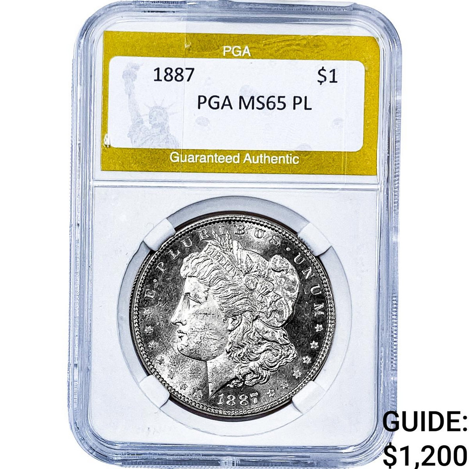 1887 Morgan Silver Dollar PGA MS65 PL: 1887 Morgan Silver Dollar PGA MS65 PL