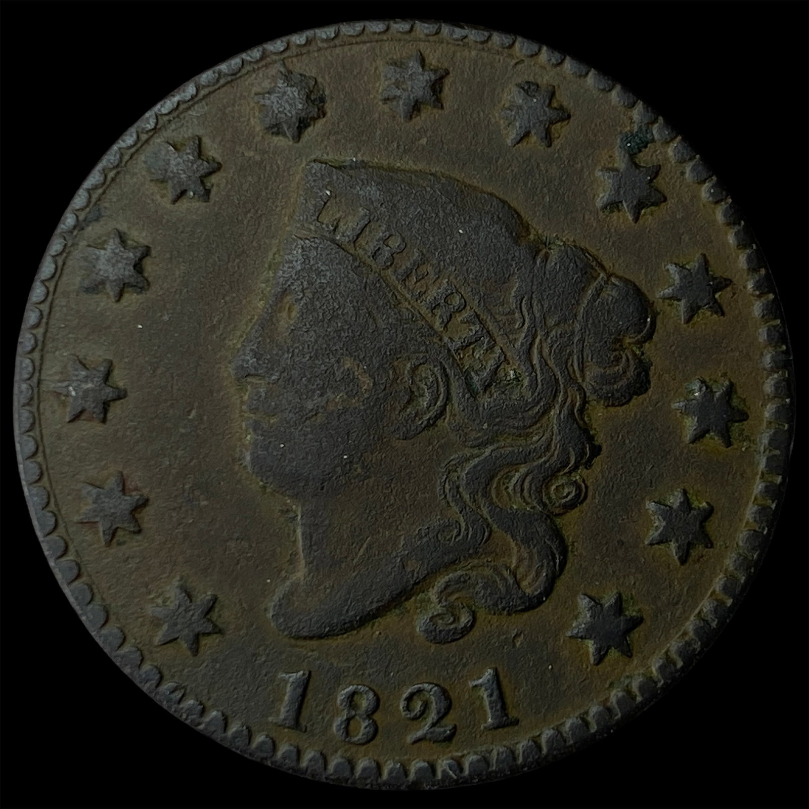 1821 Coronet Head Large Cent LIGHTLY CIRCULATED: 1821 Coronet Head Large Cent LIGHTLY CIRCULATED