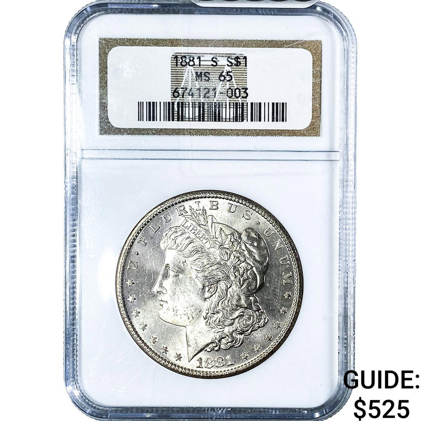 1881-S Morgan Silver Dollar NGC MS65: 1881-S Morgan Silver Dollar NGC MS65