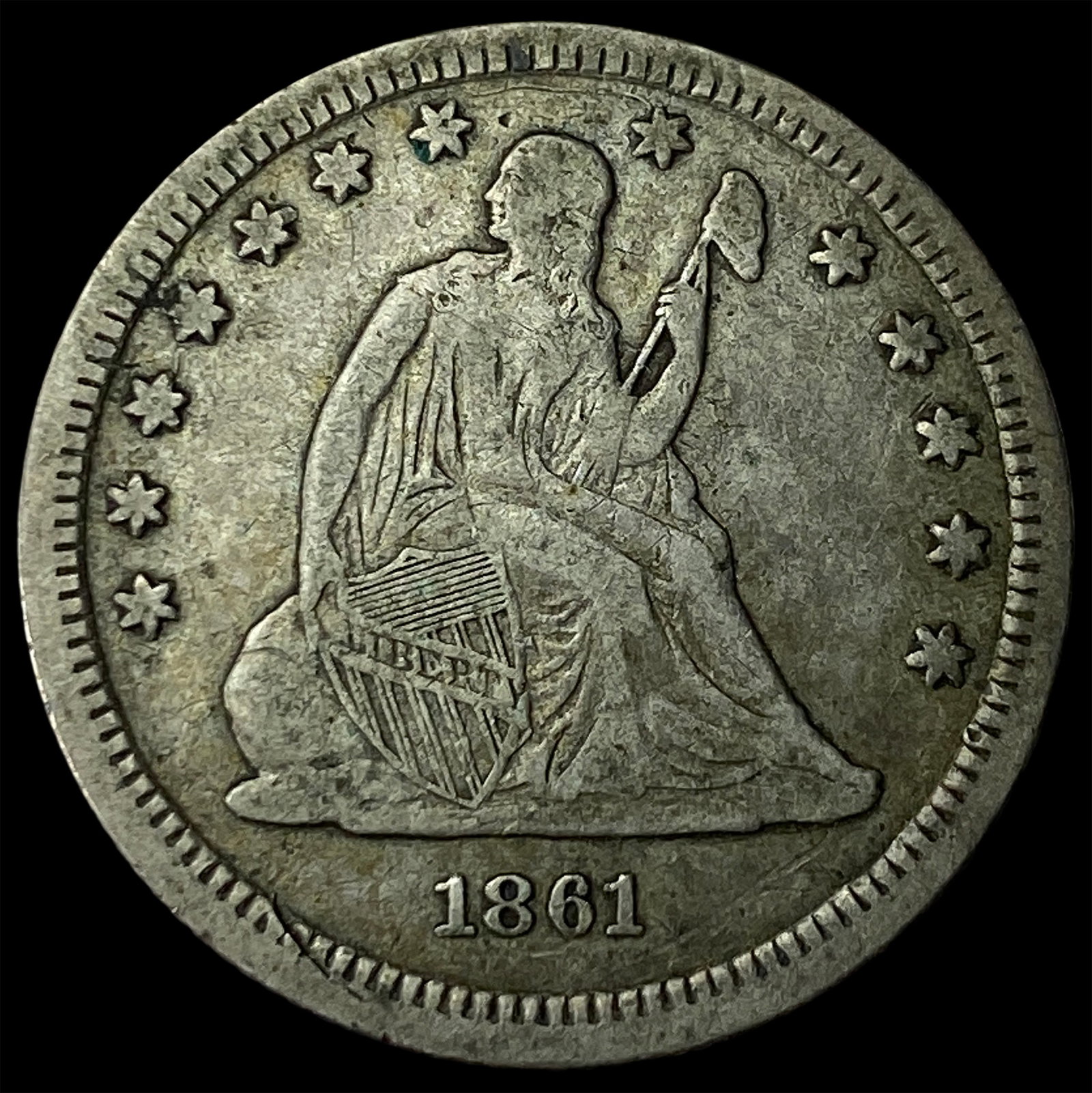 1861 Seated Liberty Quarter CLOSELY UNCIRCULATED: 1861 Seated Liberty Quarter CLOSELY UNCIRCULATED