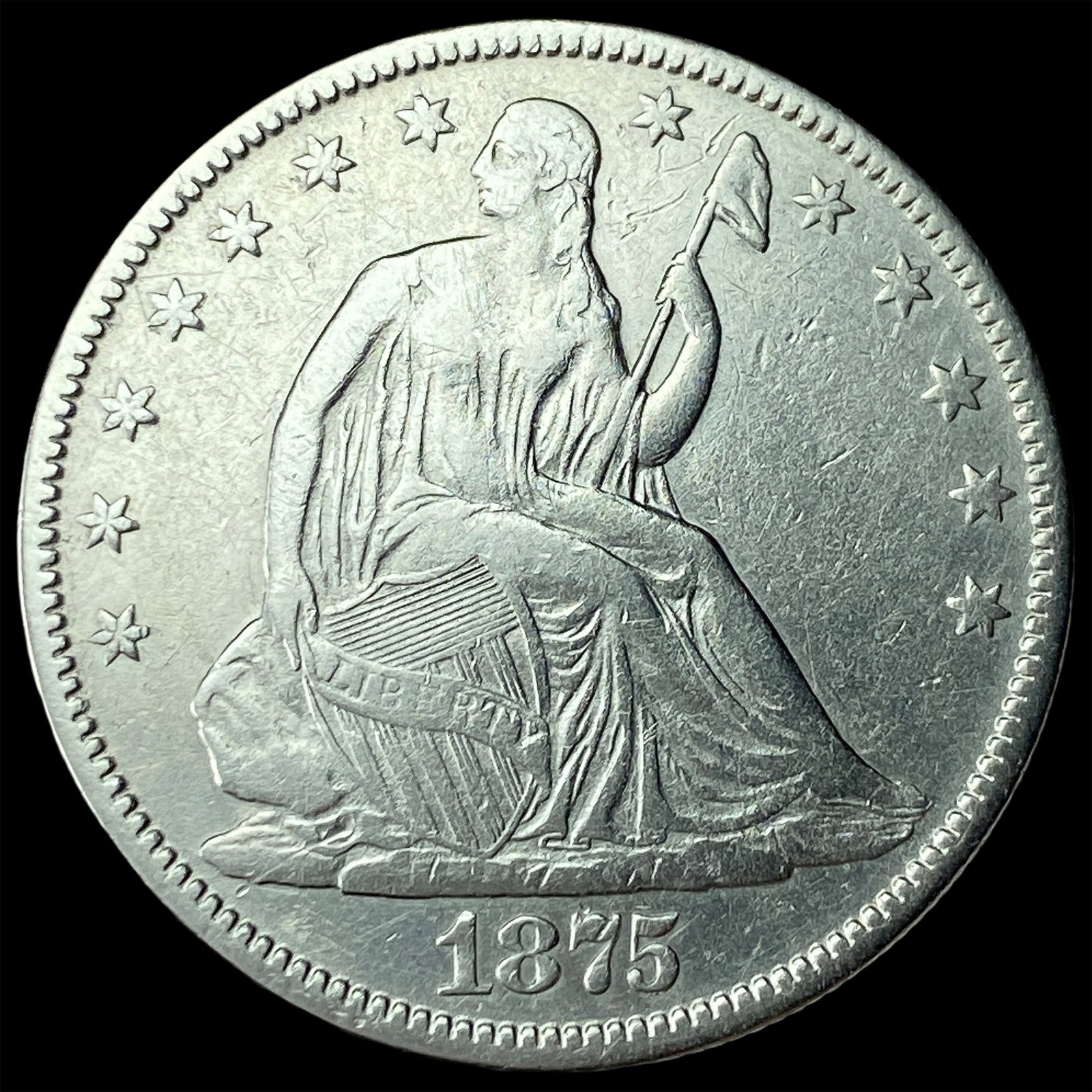 1875 Seated Liberty Half Dollar CHOICE AU