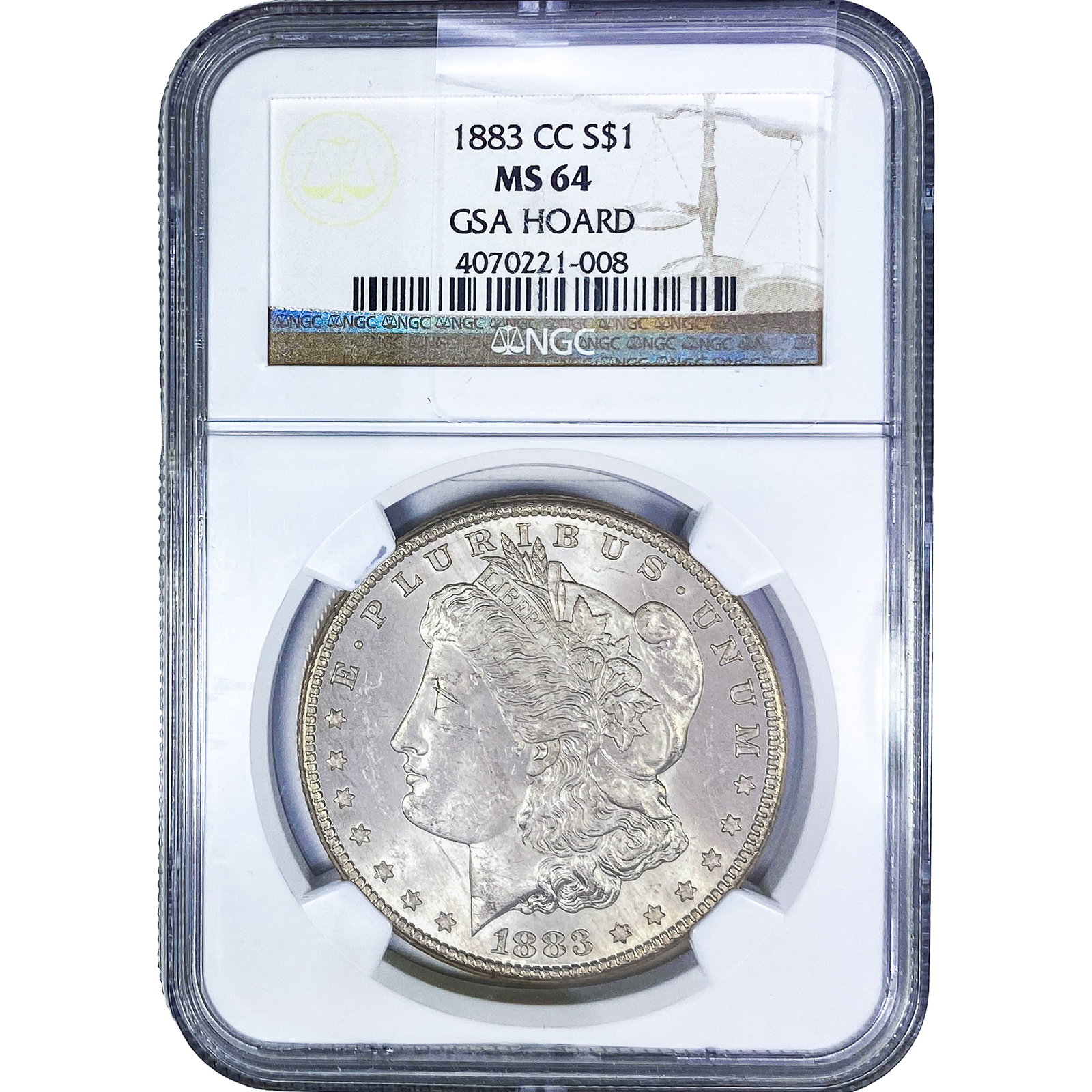 1883-CC Morgan Silver Dollar NGC MS64: 1883-CC Morgan Silver Dollar NGC MS64