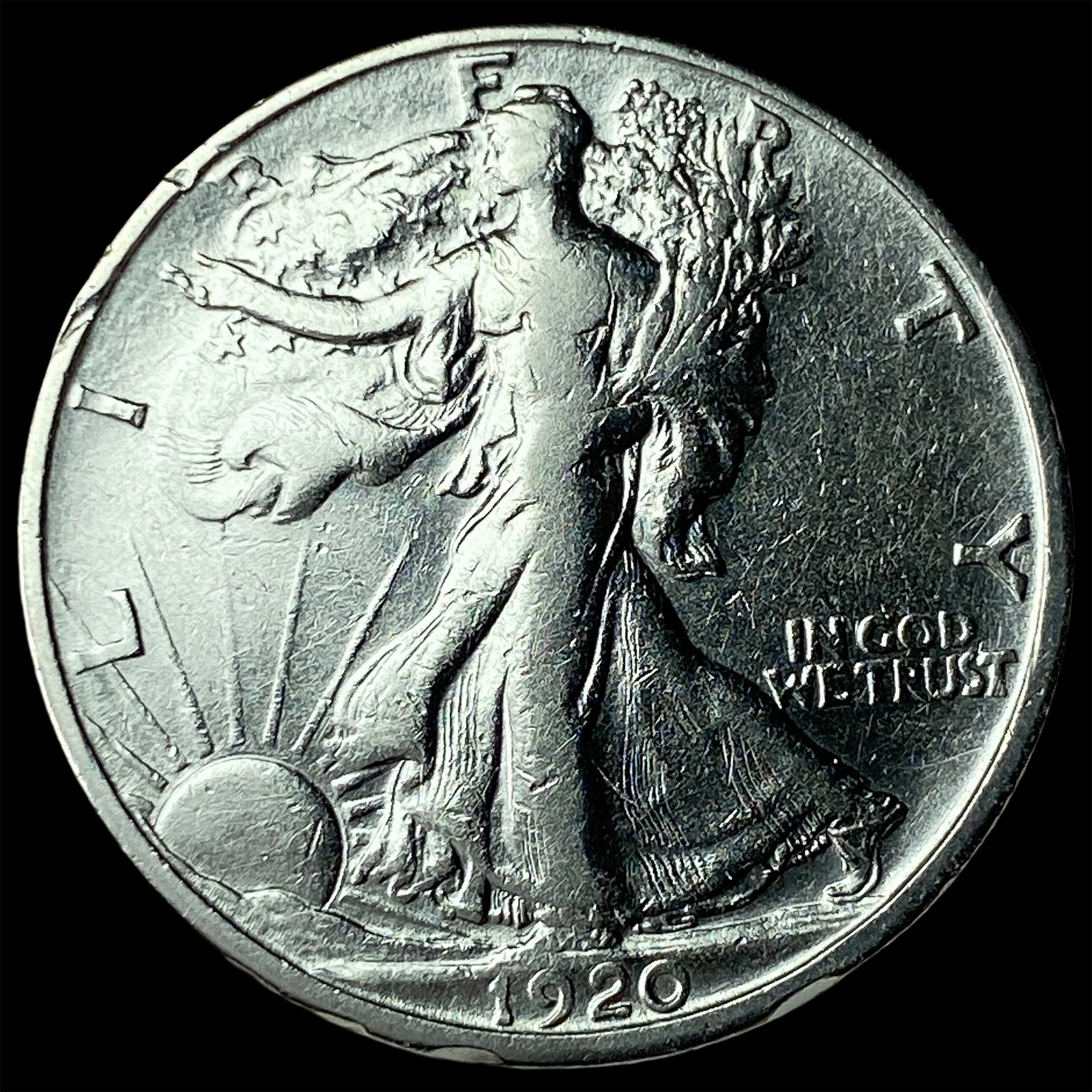 1920-S Silver Walking Liberty Half Dollar CLOSELY UNCIRCULATED (1 of 2)