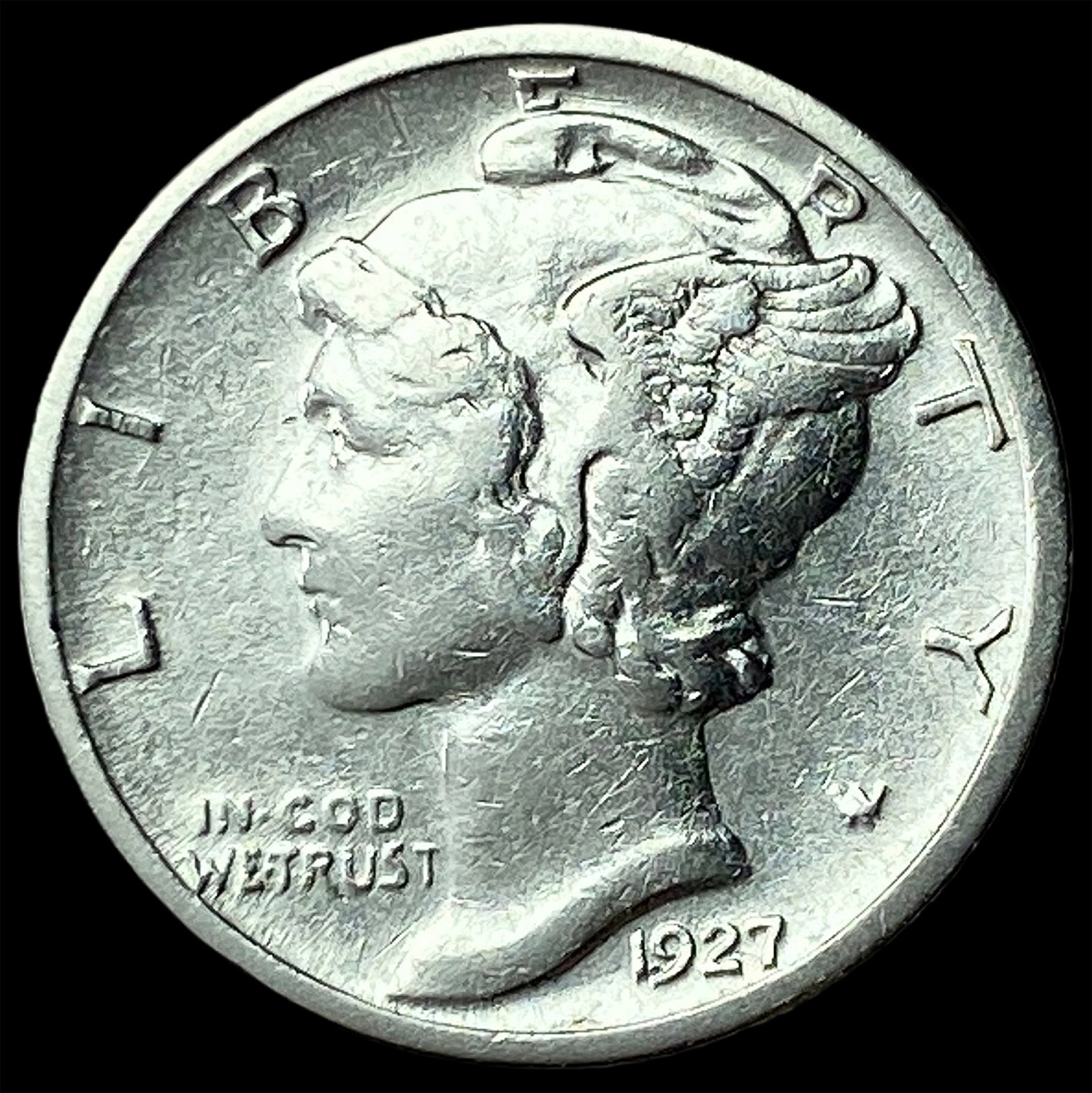 1927-D Silver Mercury Dime CLOSELY UNCIRCULATED: 1927-D Silver Mercury Dime CLOSELY UNCIRCULATED