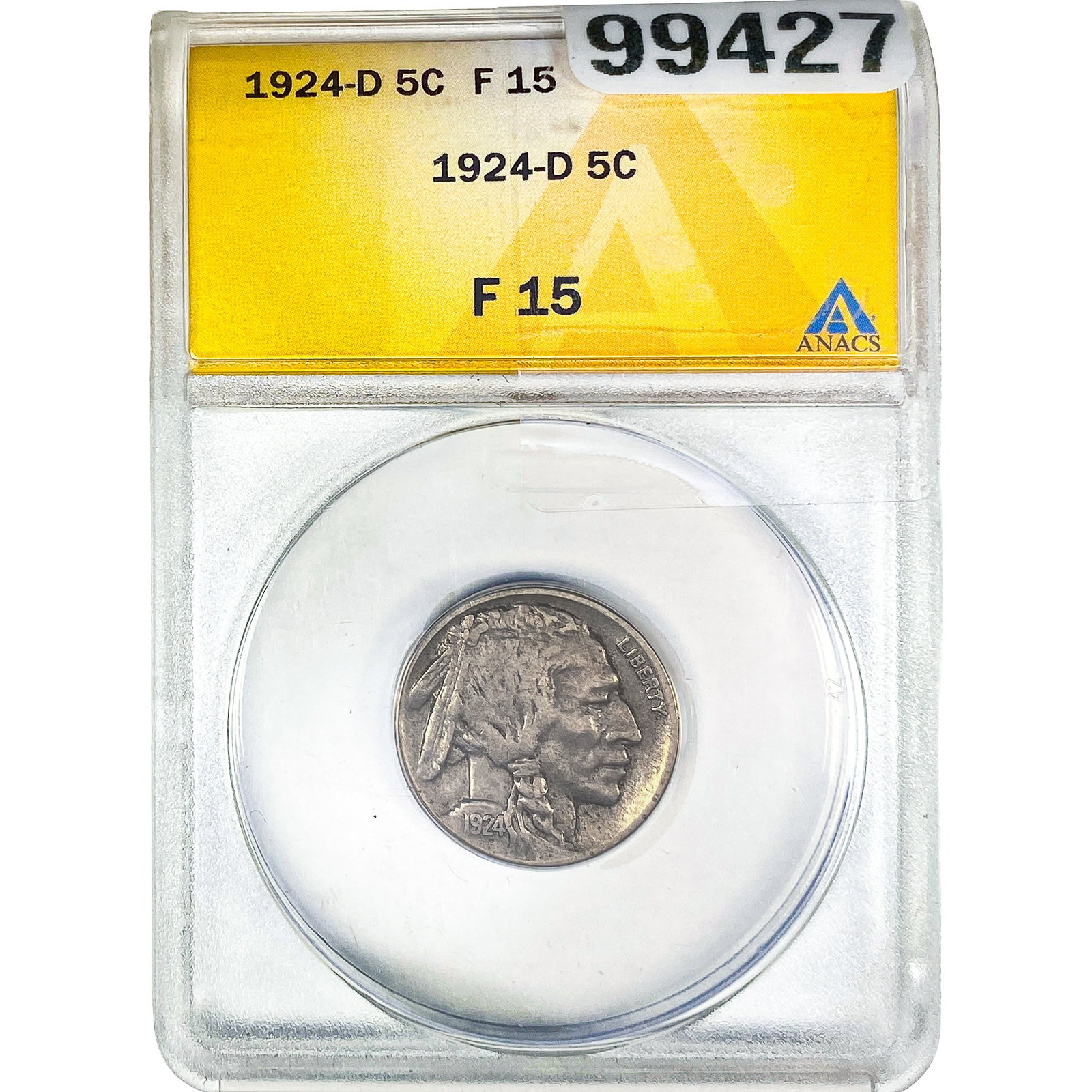 1924-D Buffalo Nickel ANACS F15: 1924-D Buffalo Nickel ANACS F15