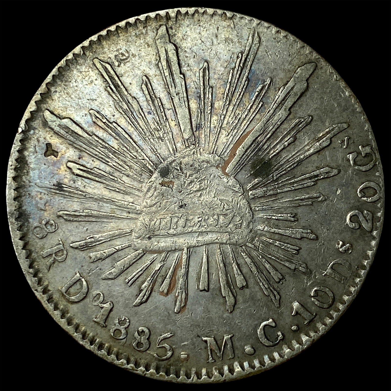 1885-Mo MEXICO Silver 8 Reales CLOSELY UNCIRCULATED: 1885-Mo MEXICO Silver 8 Reales CLOSELY UNCIRCULATED