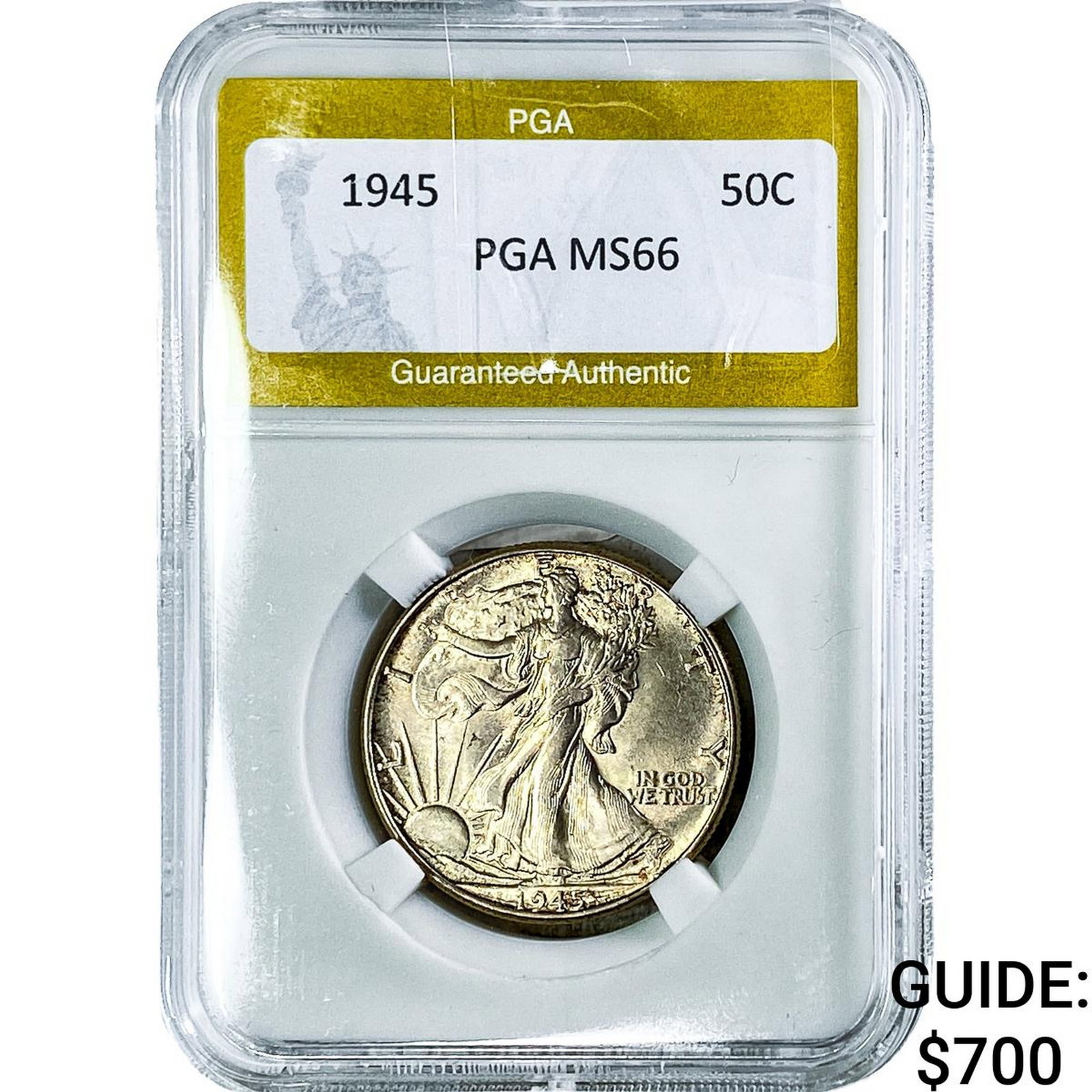 1945 Walking Liberty Half Dollar PGA MS66: 1945 Walking Liberty Half Dollar PGA MS66