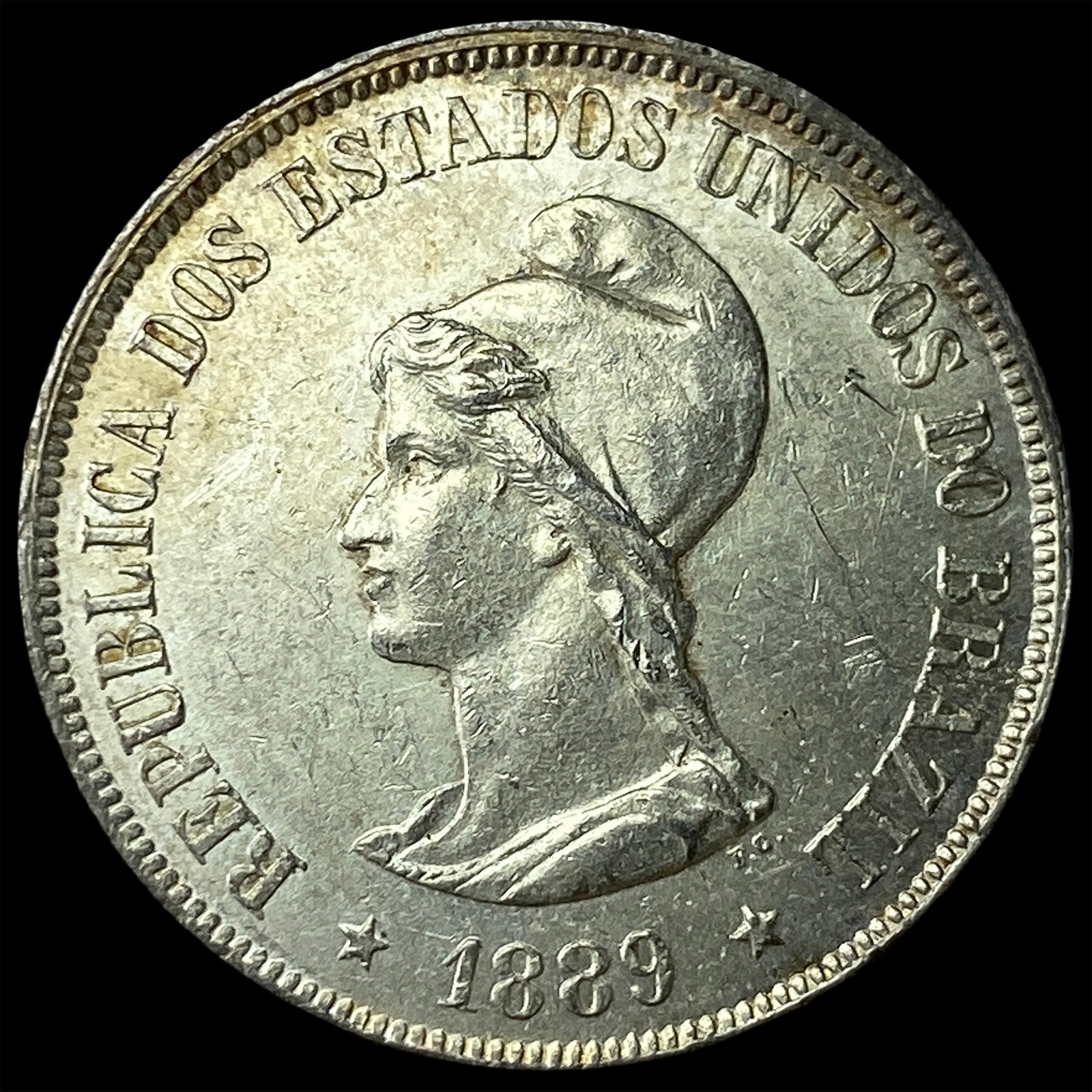 1889 Brazil Silver 500 RÃ©is CHOICE BU (1 of 2)