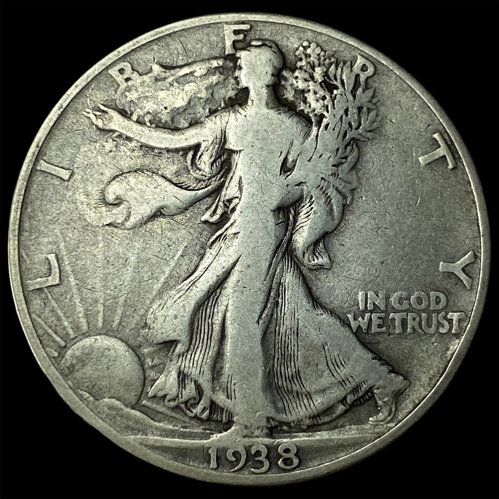 1938-D Silver Walking Liberty Half Dollar LIGHTLY CIRCULATED: 1938-D Silver Walking Liberty Half Dollar LIGHTLY CIRCULATED