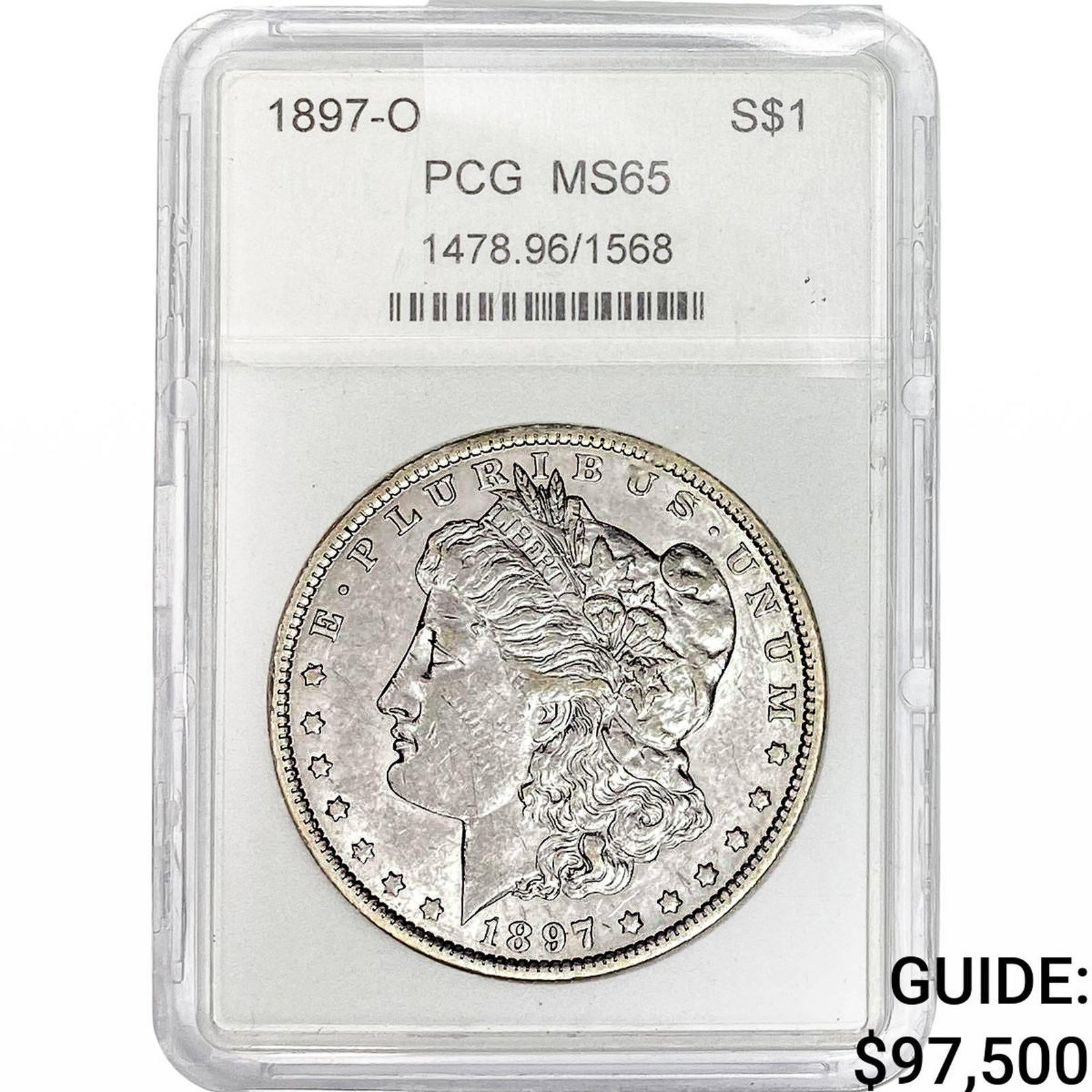 1897-O Morgan Silver Dollar NCG MS65: 1897-O Morgan Silver Dollar NCG MS65
