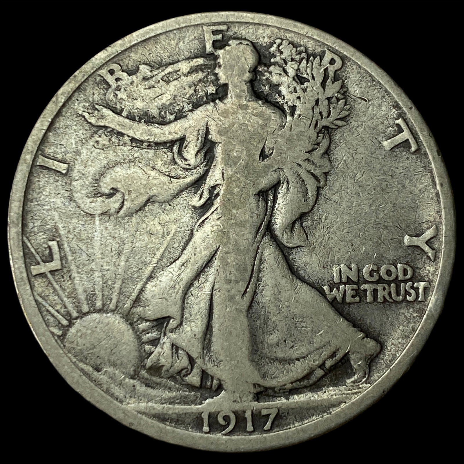 1917-S Silver Walking Liberty Half Dollar LIGHTLY CIRCULATED: 1917-S Silver Walking Liberty Half Dollar LIGHTLY CIRCULATED