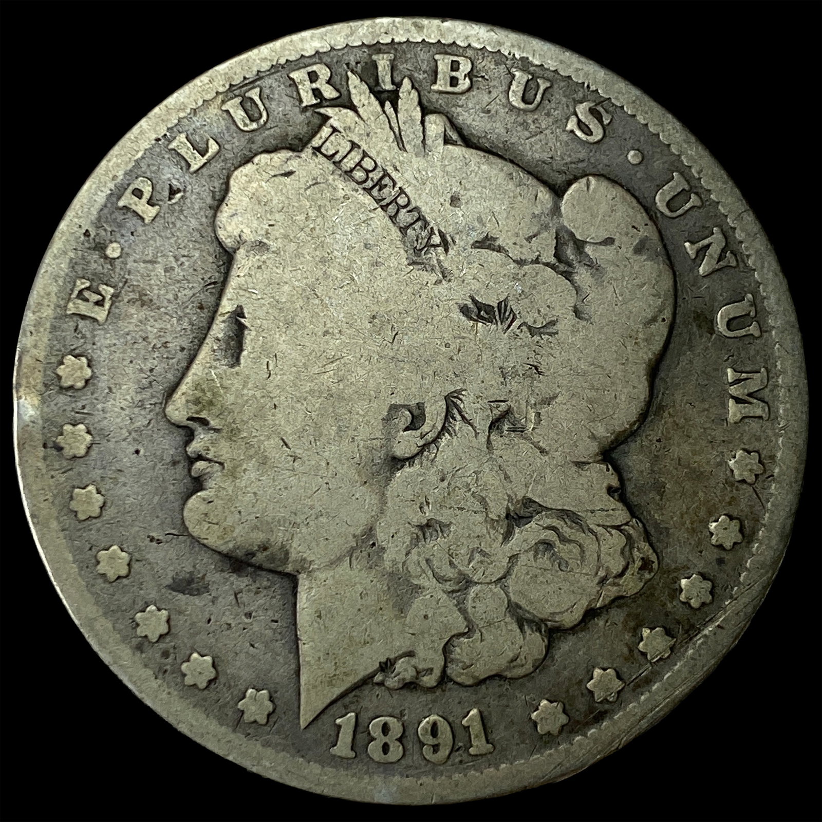 1891-CC Morgan Silver Dollar LIGHTLY CIRCULATED: 1891-CC Morgan Silver Dollar LIGHTLY CIRCULATED