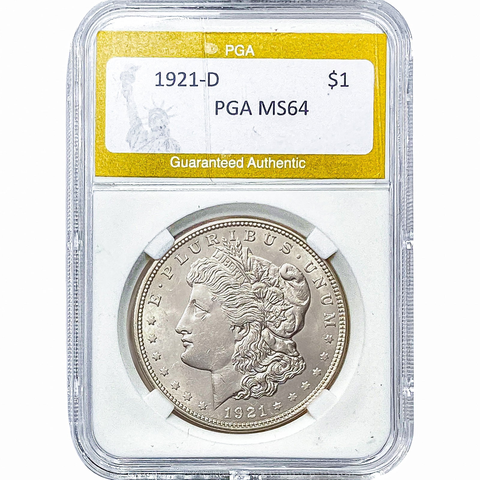 1921-D Morgan Silver Dollar PGA MS64: 1921-D Morgan Silver Dollar PGA MS64