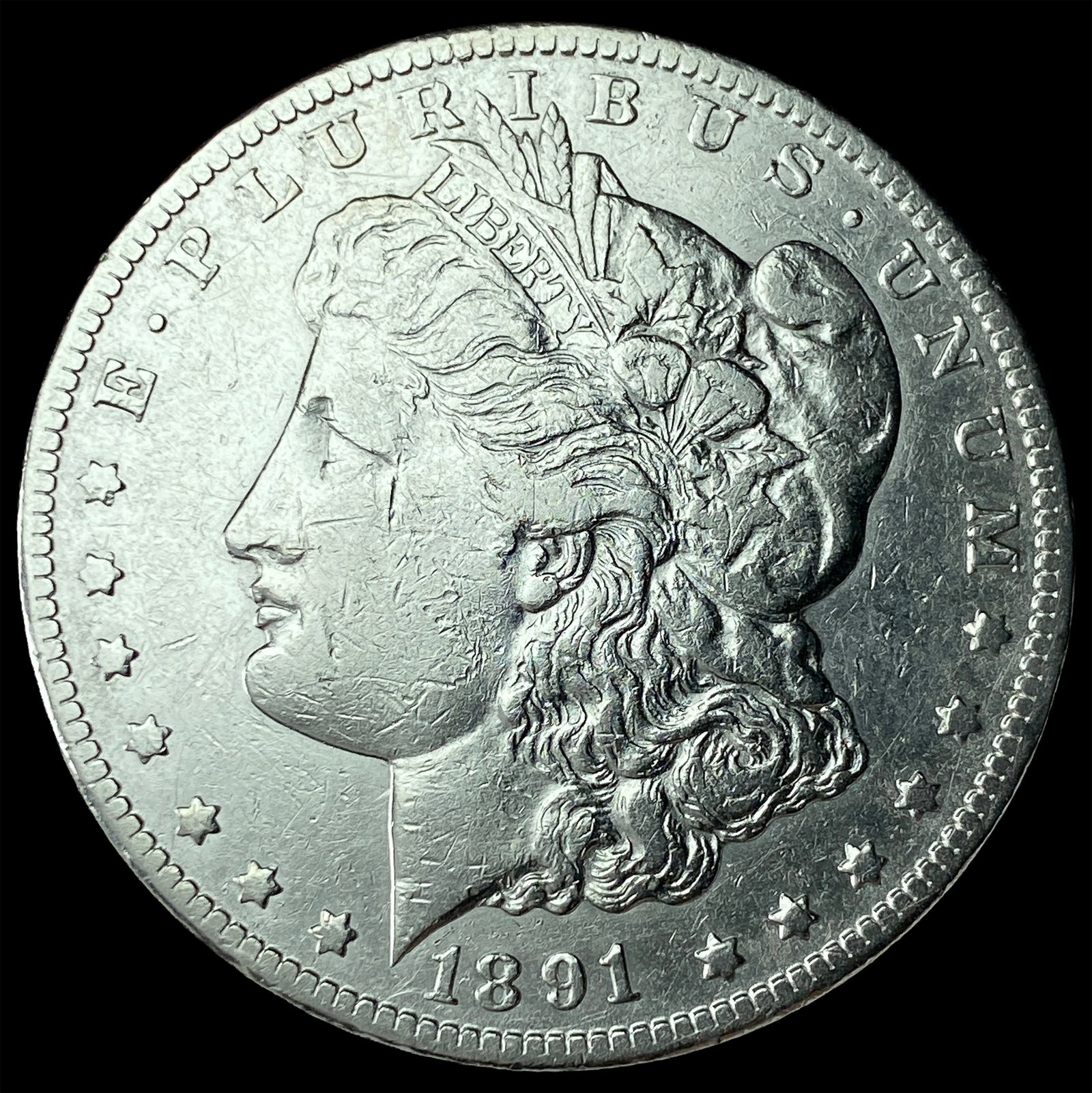 1891-CC Silver Morgan Dollar CLOSELY UNCIRCULATED: 1891-CC Silver Morgan Dollar CLOSELY UNCIRCULATED