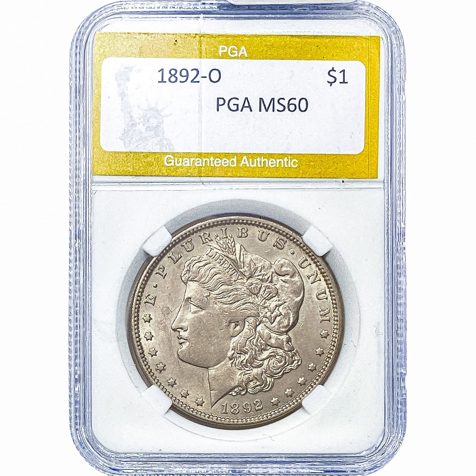 1892-O Morgan Silver Dollar PGA MS60: 1892-O Morgan Silver Dollar PGA MS60