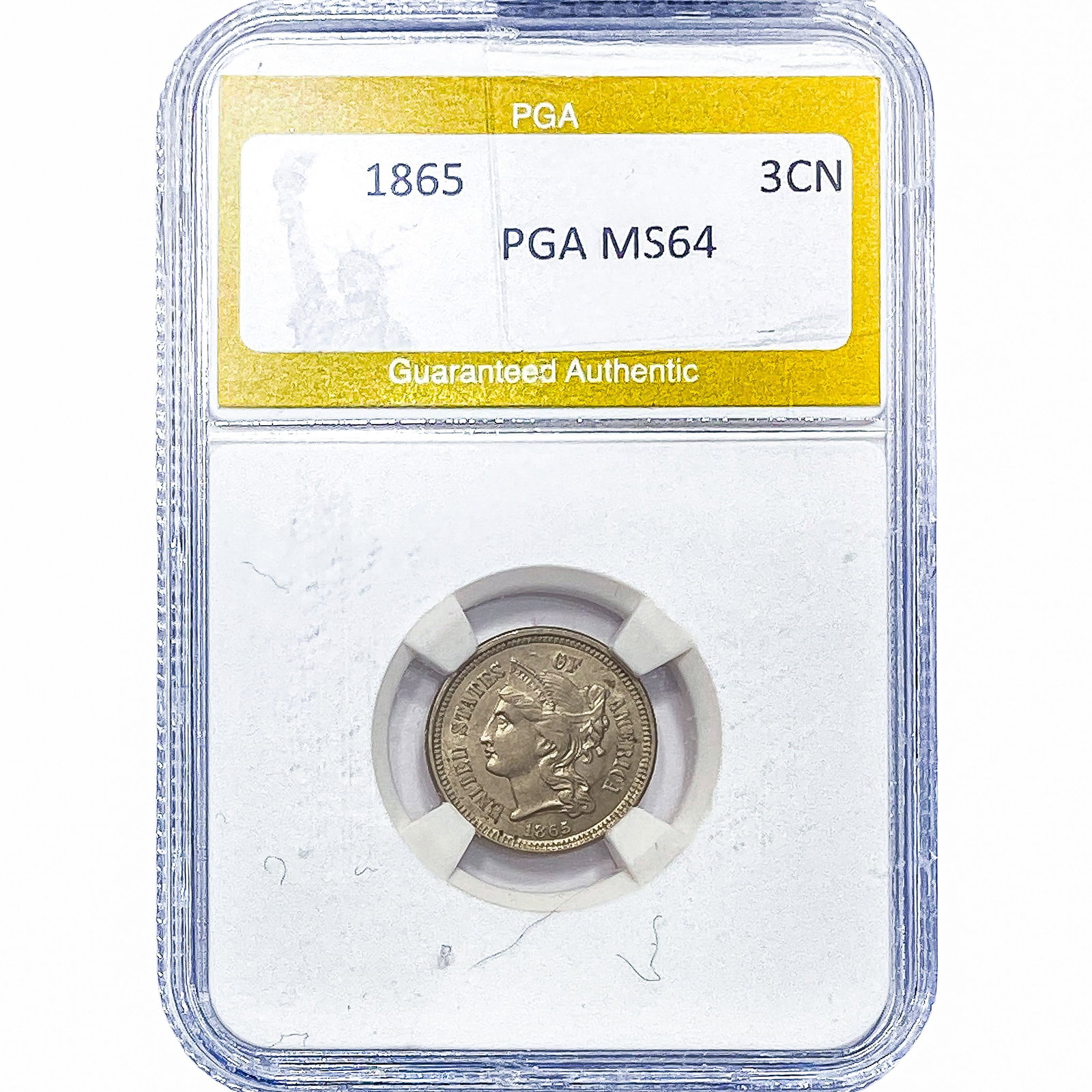 1865 Nickel Three Cent PGA MS64: 1865 Nickel Three Cent PGA MS64