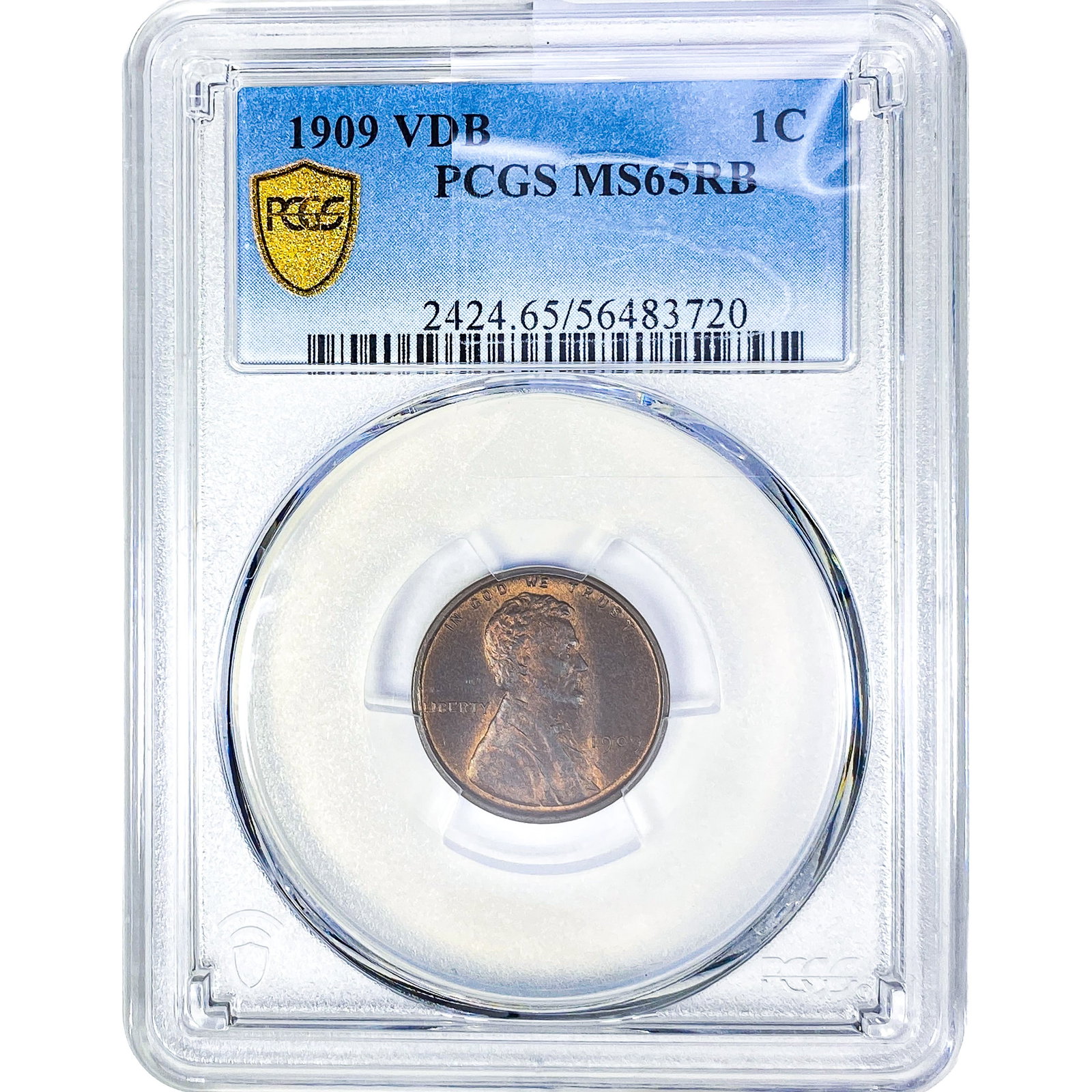1909 VDB Wheat Cent PCGS MS65 RB: 1909 VDB Wheat Cent PCGS MS65 RB