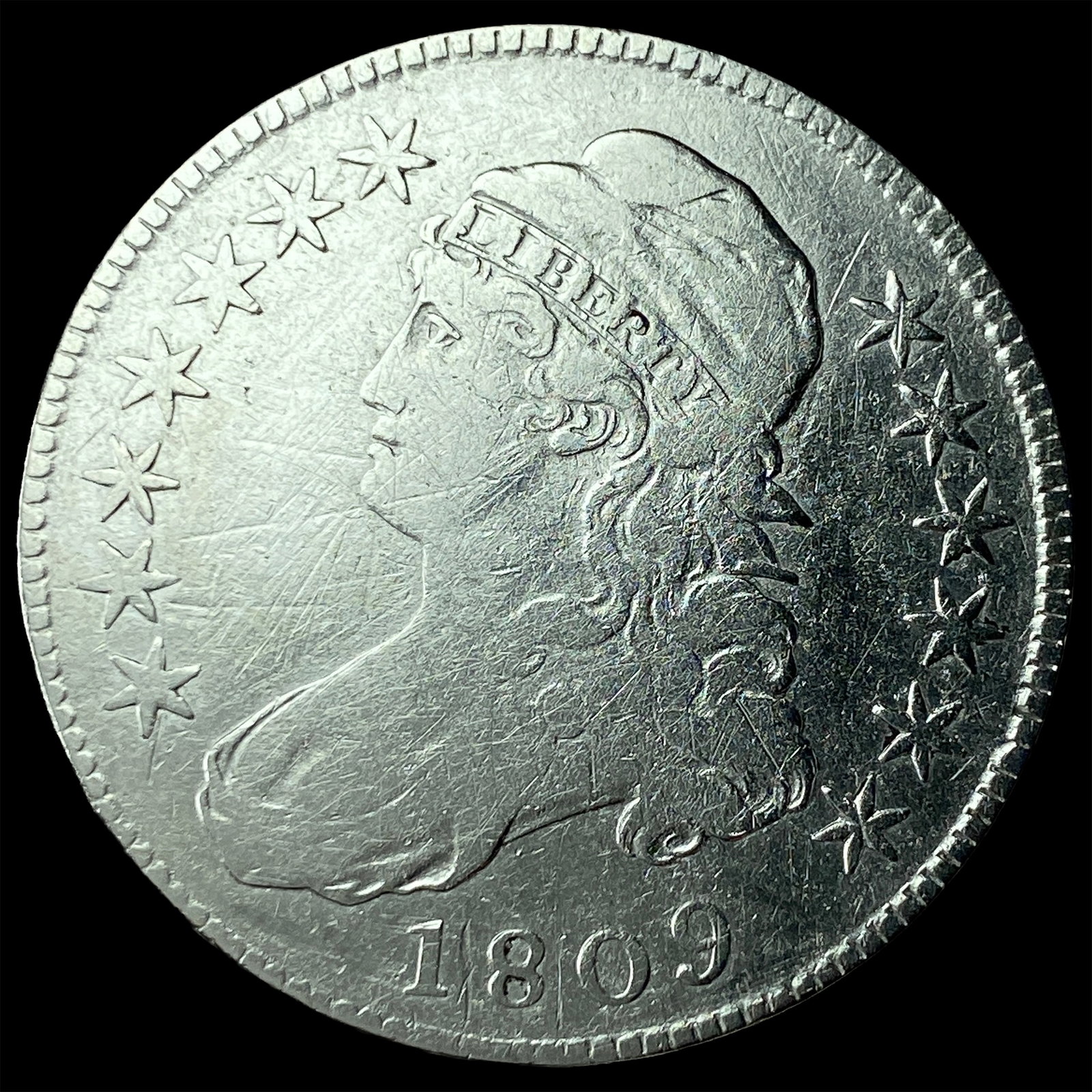 1809 Capped Bust Half Dollar LIGHTLY CIRCULATED: 1809 Capped Bust Half Dollar LIGHTLY CIRCULATED