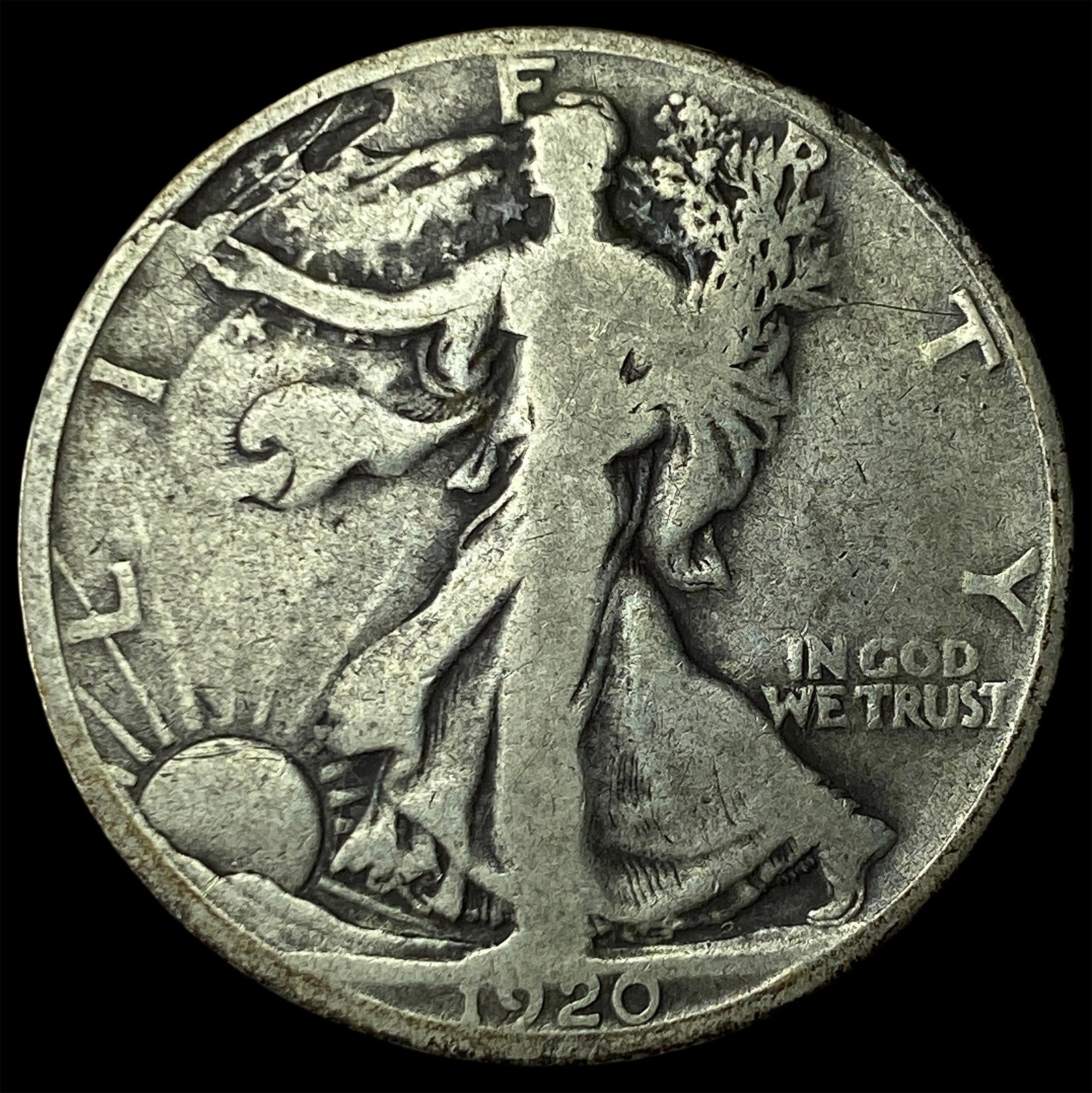1920-D Silver Half Dollar Walking Liberty NICELY CIRCULATED: 1920-D Silver Half Dollar Walking Liberty NICELY CIRCULATED