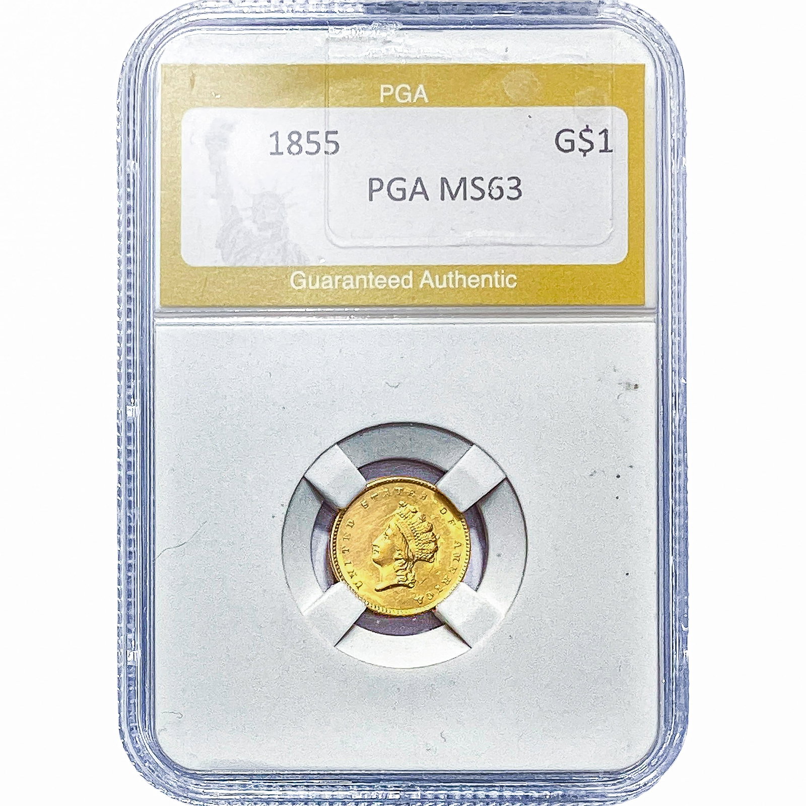 1855 Rare Gold Dollar PGA MS63: 1855 Rare Gold Dollar PGA MS63