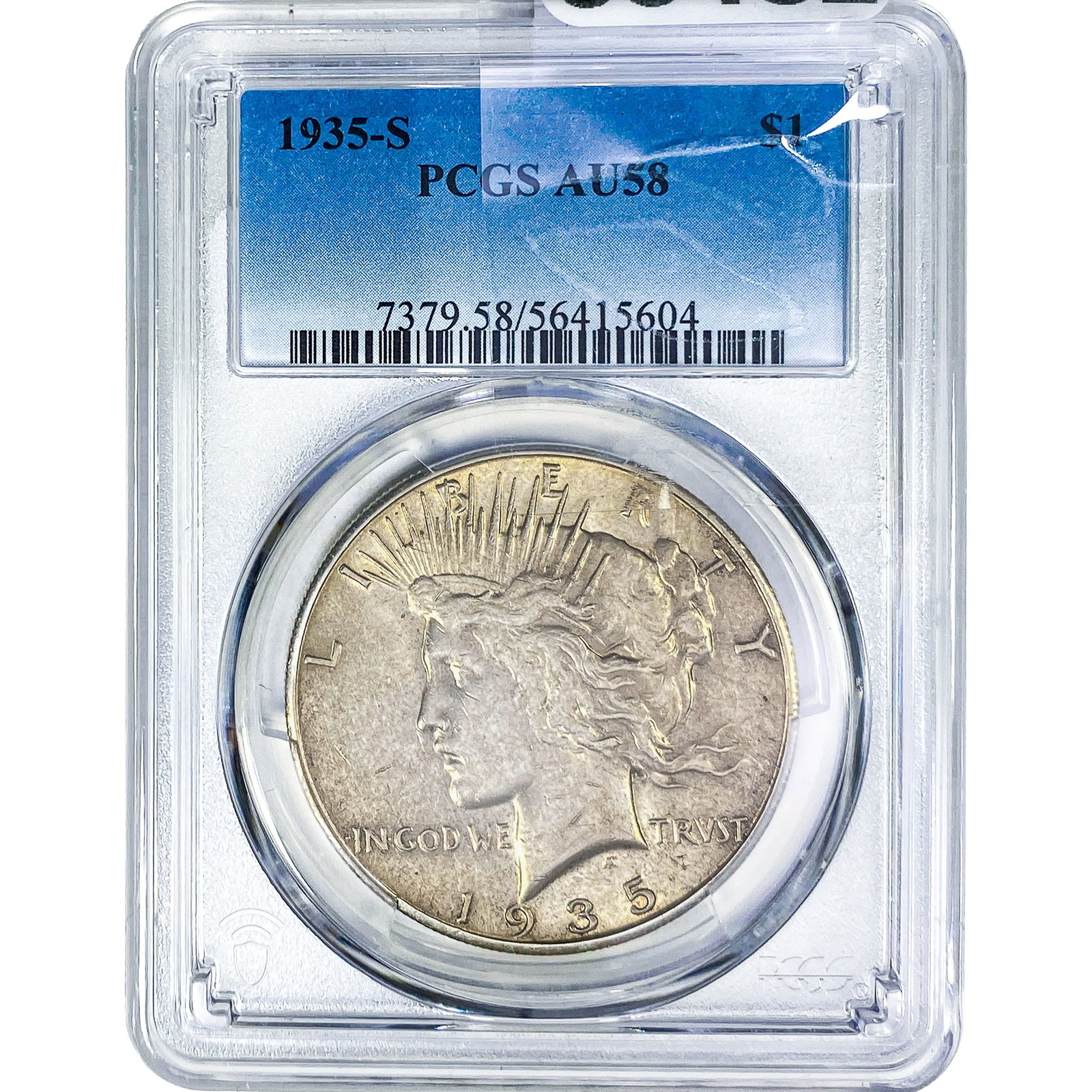 1935-S Silver Peace Dollar PCGS AU58: 1935-S Silver Peace Dollar PCGS AU58
