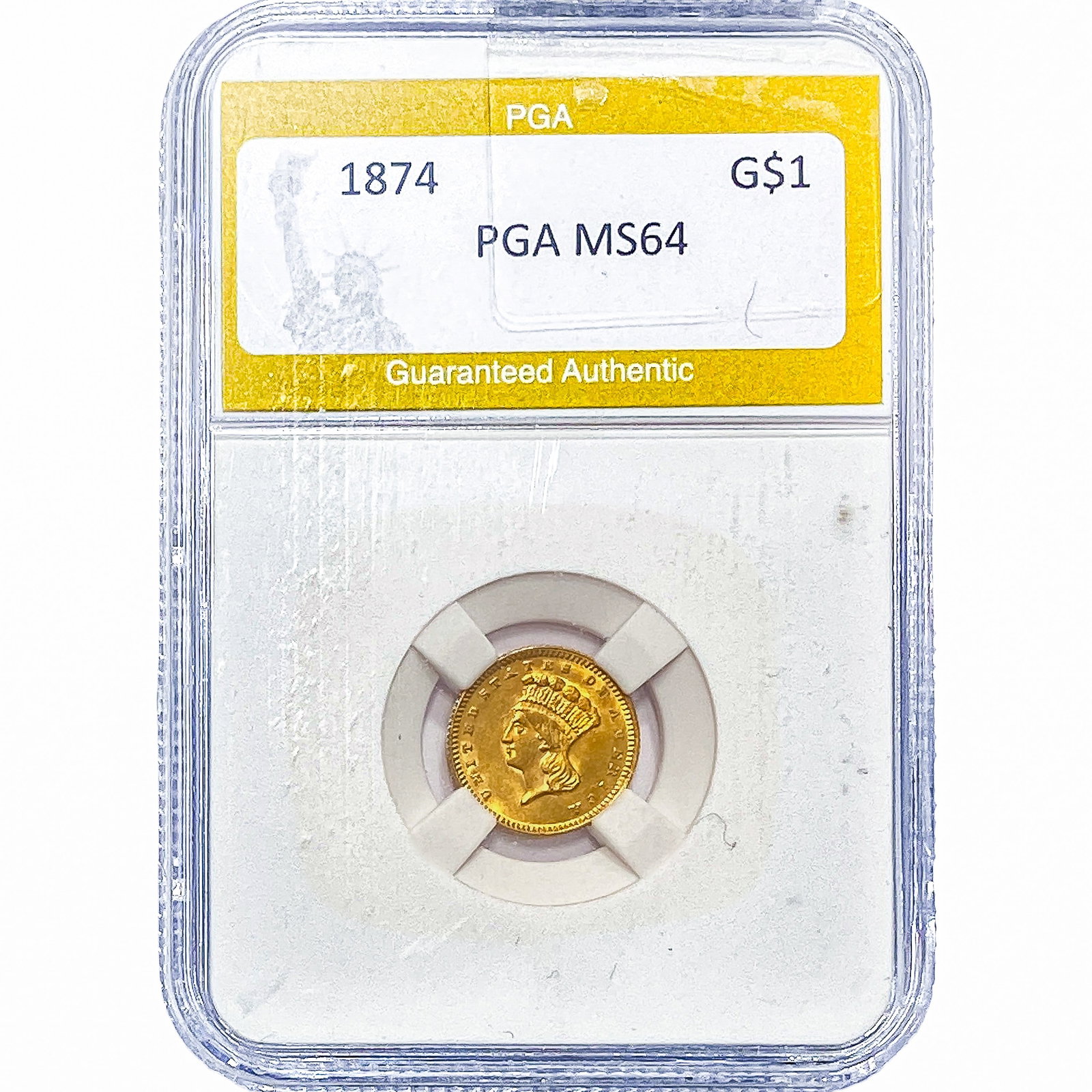1874 Rare Gold Dollar PGA MS64: 1874 Rare Gold Dollar PGA MS64