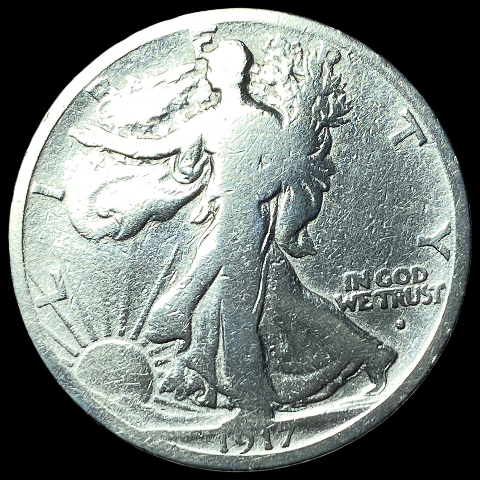 1917-S Silver Walking Liberty Half Dollar NICELY CIRCULATED: 1917-S Silver Walking Liberty Half Dollar NICELY CIRCULATED