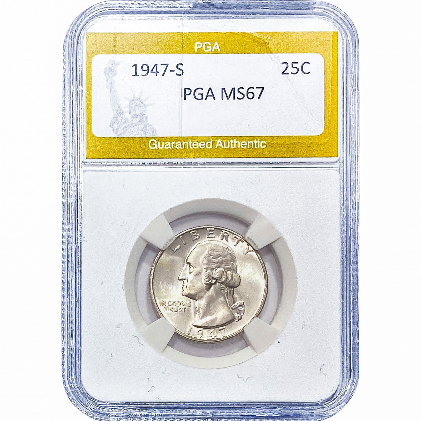 1947-S Washington Silver Quarter PGA MS67: 1947-S Washington Silver Quarter PGA MS67