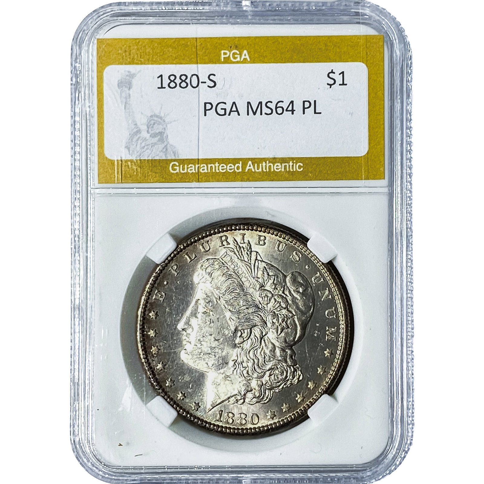 1880-S Morgan Silver Dollar PGA MS64PL: 1880-S Morgan Silver Dollar PGA MS64PL